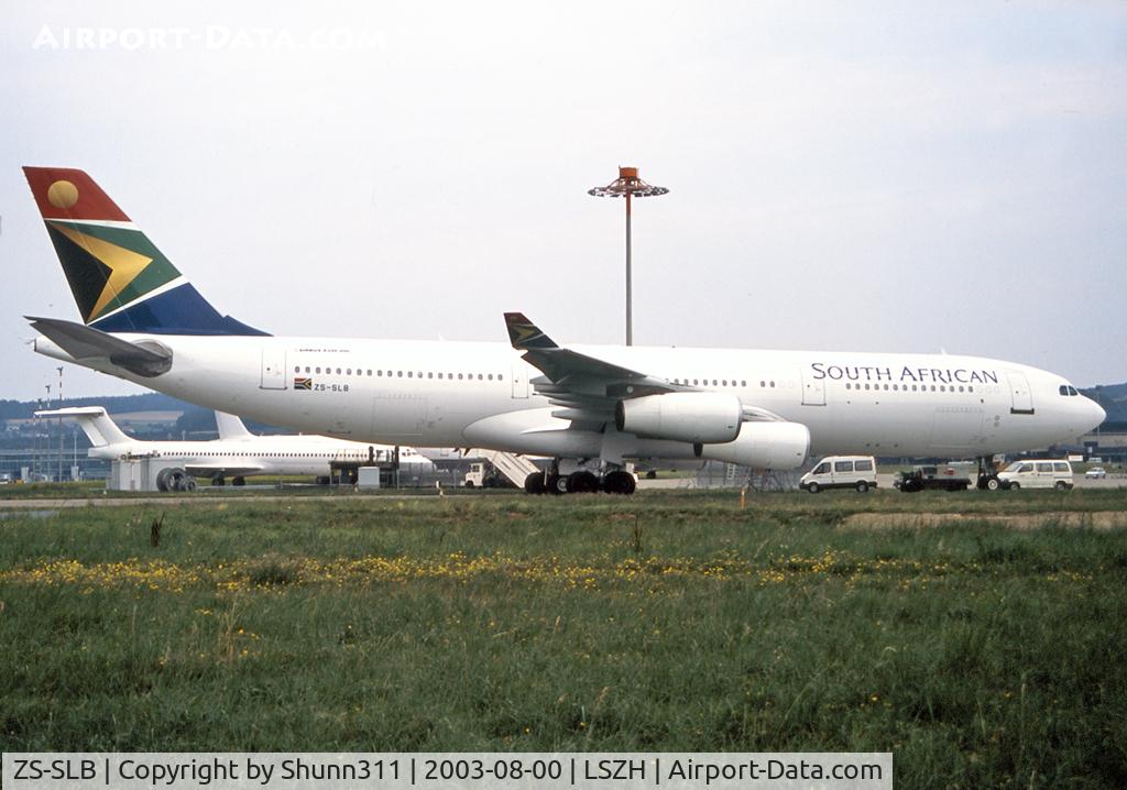 ZS-SLB, 1993 Airbus A340-211 C/N 011, Parked at the General Aviation area...