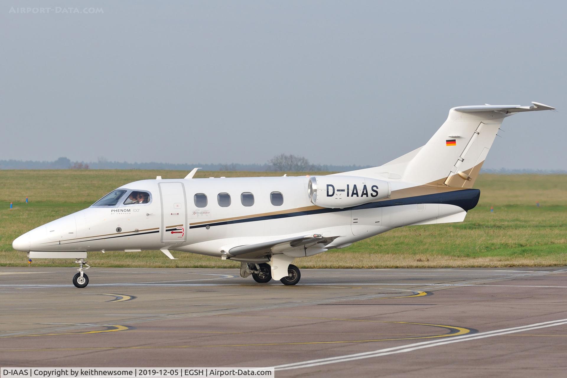 D-IAAS, 2010 Embraer EMB-500 Phenom 100 C/N 50000132, Arriving at Norwich from Luton.
