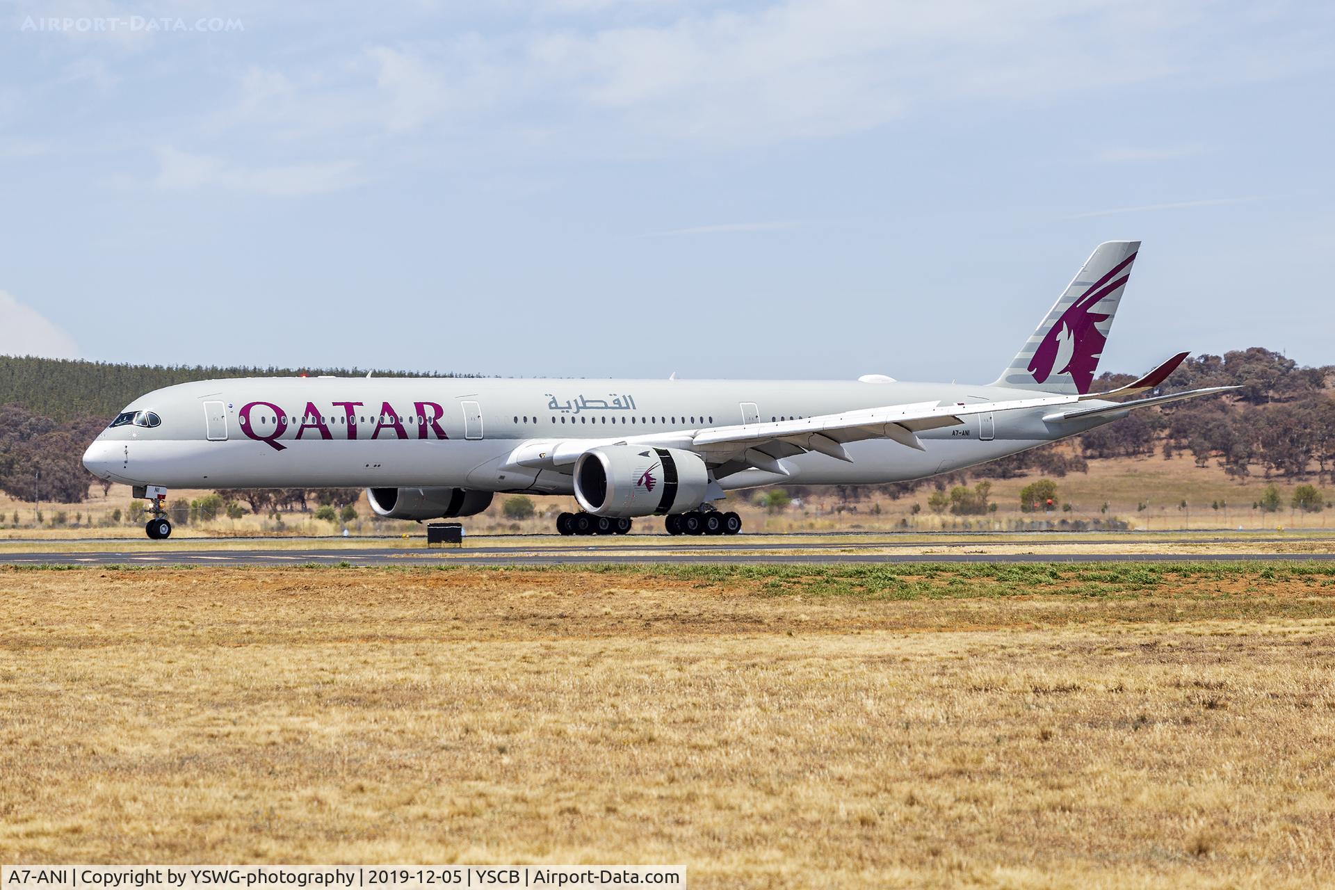 A7-ANI, 2019 Airbus A350-1041 C/N 241, Qatar Airways (A7-ANI) Airbus A350-1041 arriving at Canberra Airport