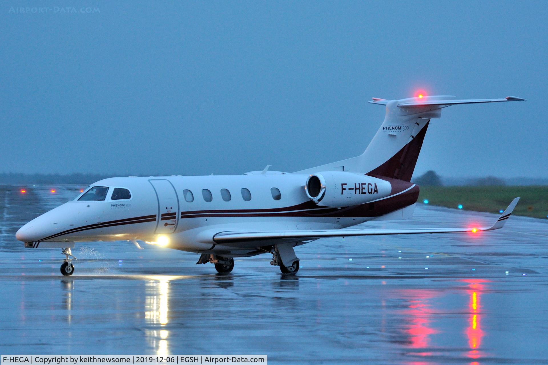 F-HEGA, 2017 Embraer EMB-505 Phenom 300 C/N 50500411, Arriving at Norwich from Paris Le Bourget.