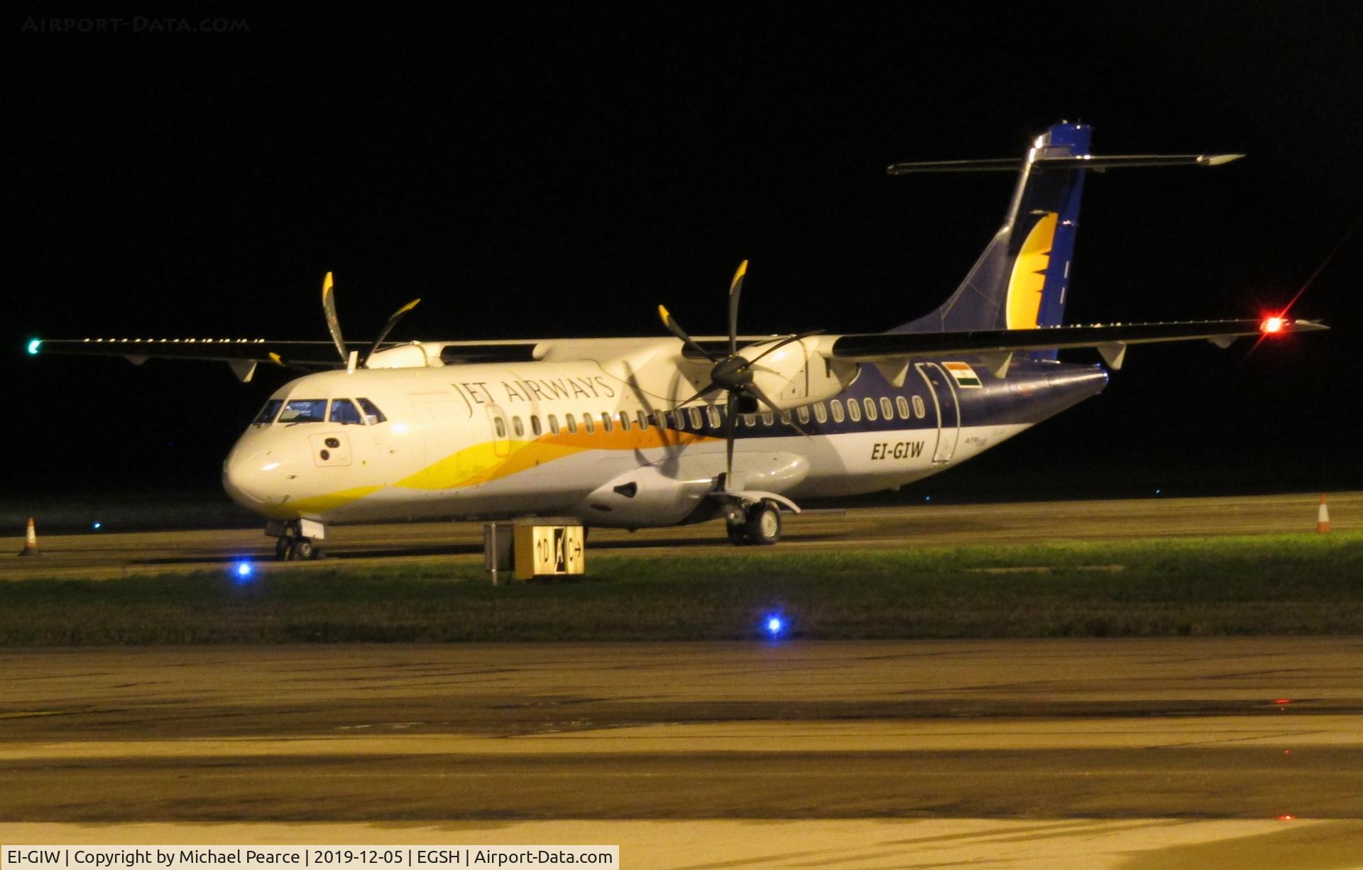 EI-GIW, 2012 ATR 72-600 (72-212A) C/N 1064, On Stand 7 after arrival from Sønderborg (SGD), for respray by Air Livery.