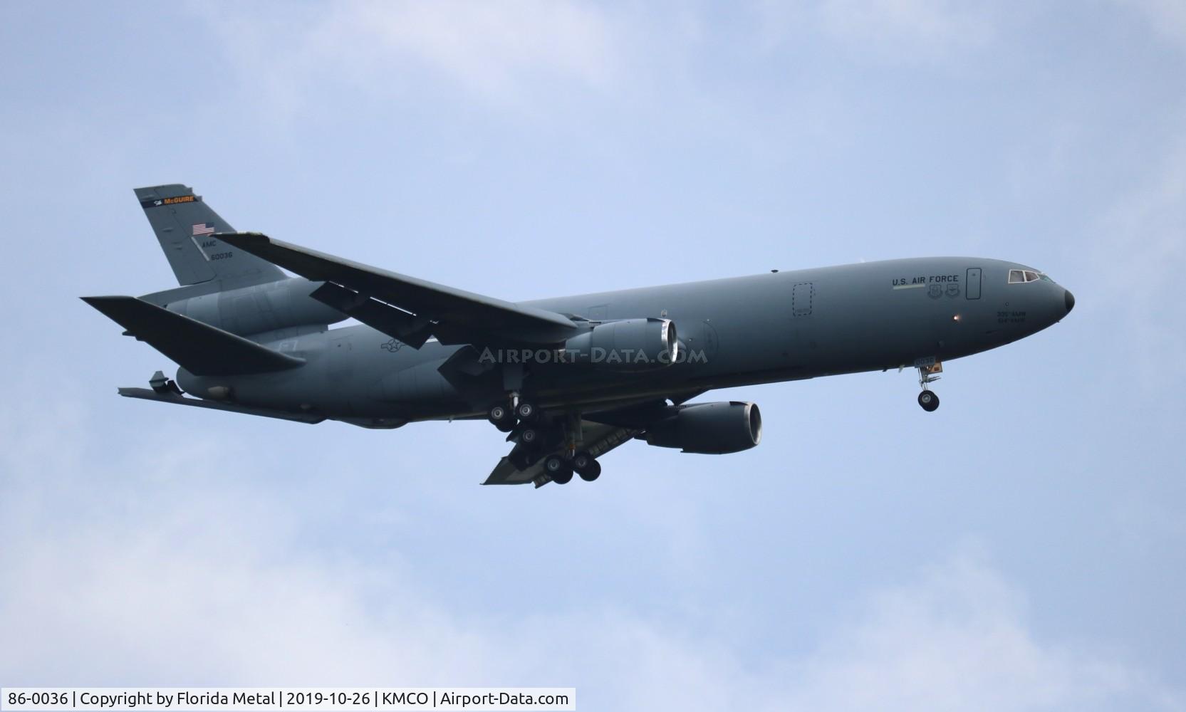 86-0036, 1986 McDonnell Douglas KC-10A Extender C/N 48249, MCO spotting