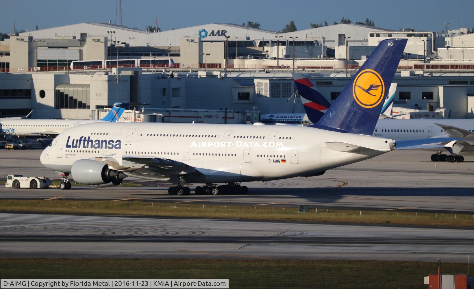 D-AIMG, 2011 Airbus A380-841 C/N 069, MIA spotting