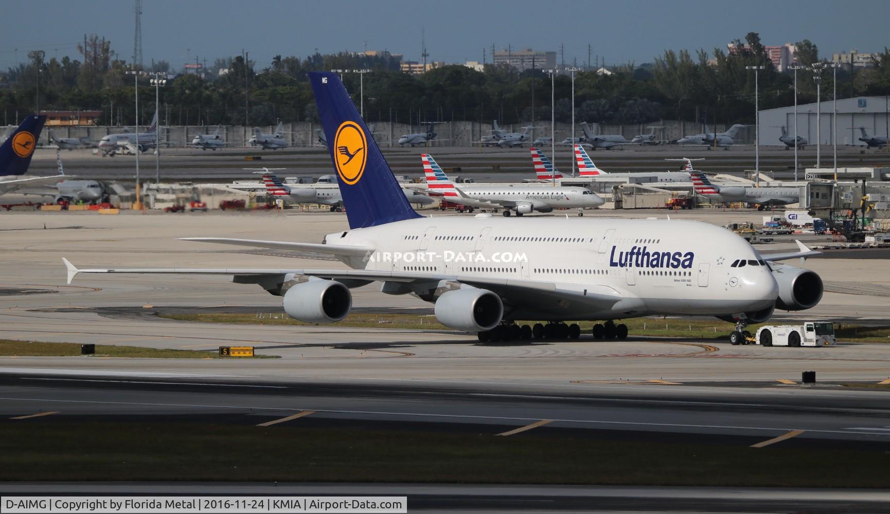 D-AIMG, 2011 Airbus A380-841 C/N 069, MIA spotting