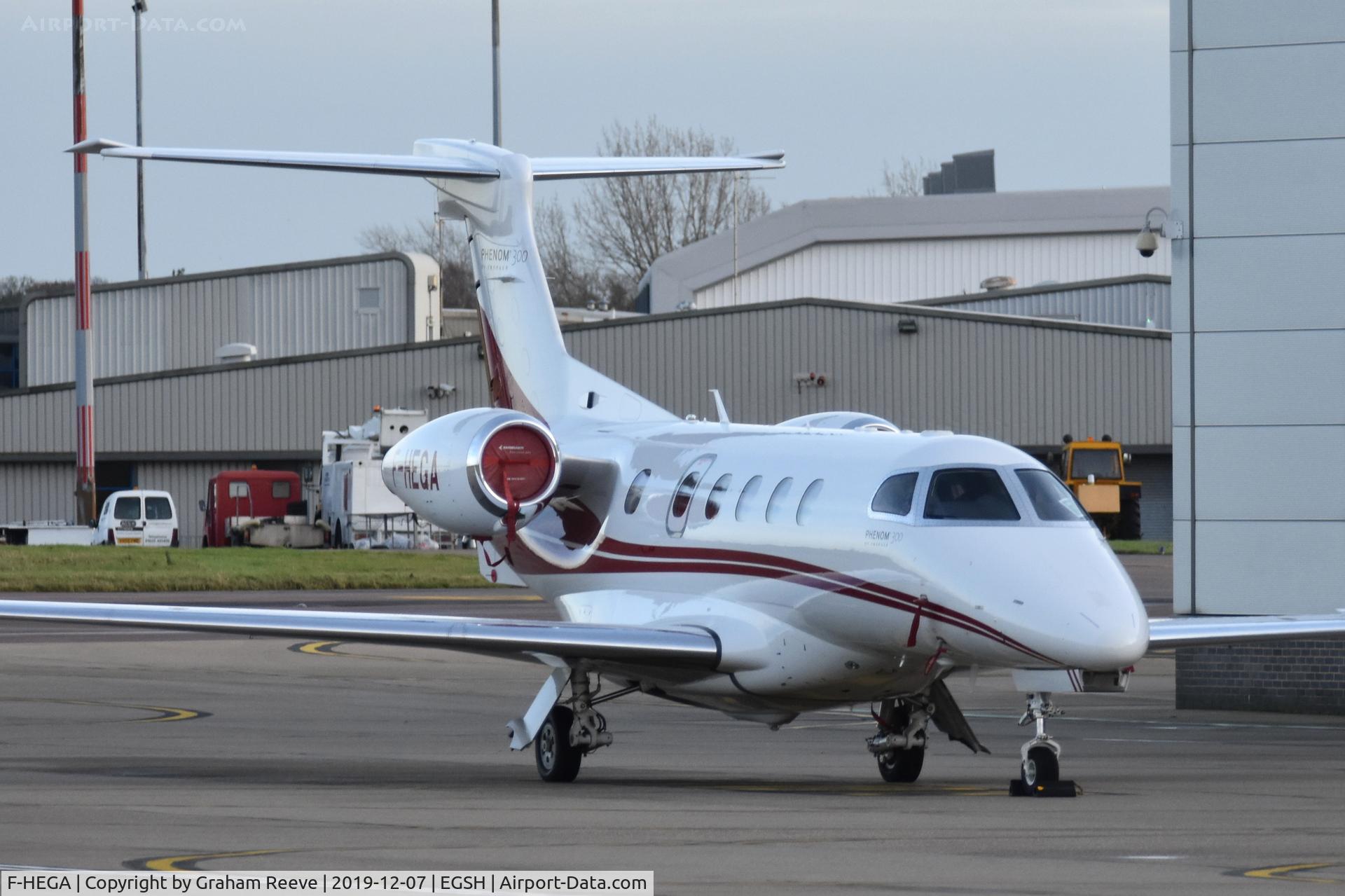 F-HEGA, 2017 Embraer EMB-505 Phenom 300 C/N 50500411, Parked at Norwich.