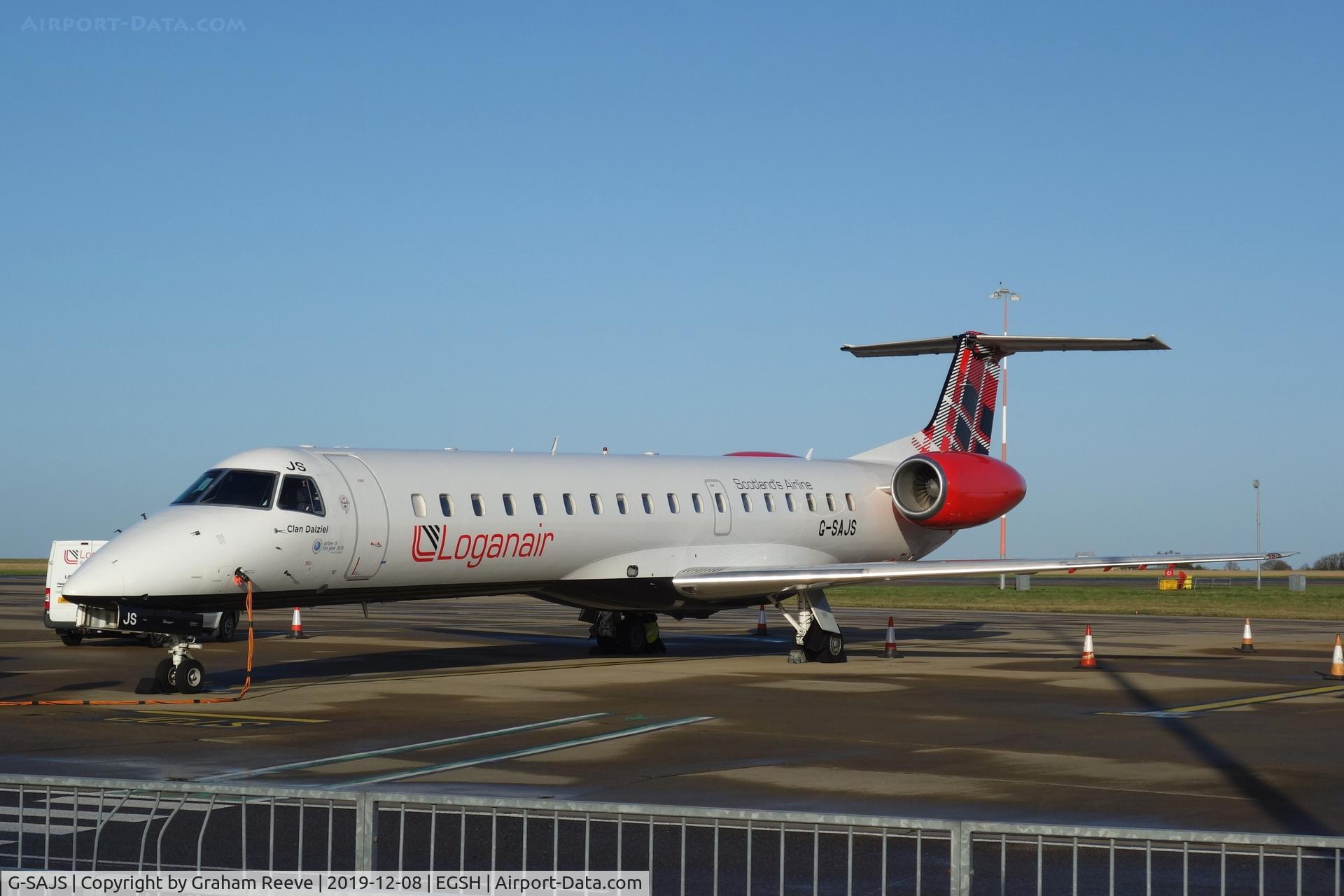 G-SAJS, 2001 Embraer EMB-145EP (ERJ-145EP) C/N 145390, On stand at Norwich.