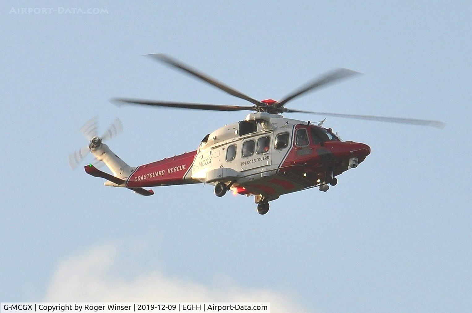 G-MCGX, 2018 Leonardo AW189 C/N 92010, HMCG SAR helicopter (as CG187) routing close to the airport.