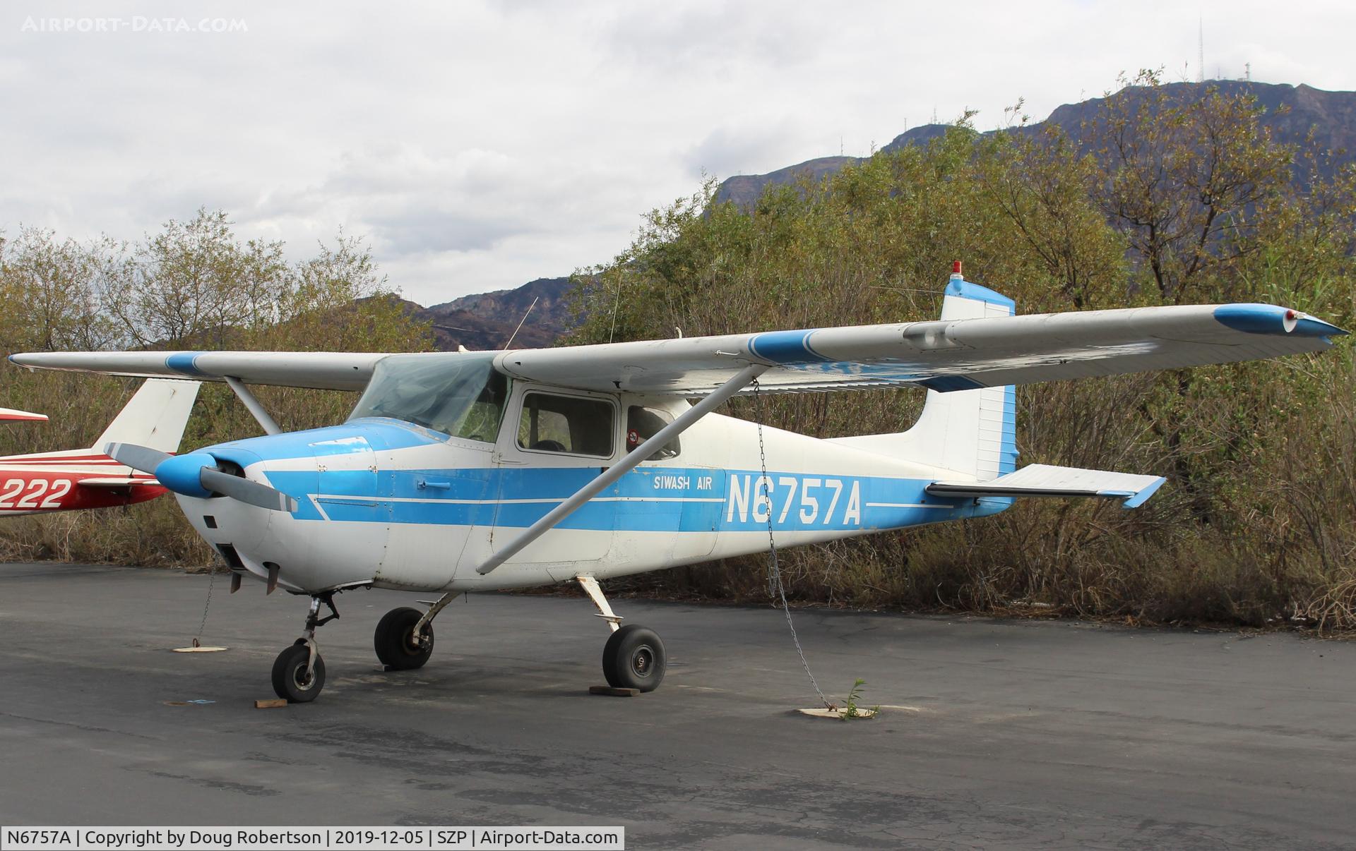 N6757A, 1956 Cessna 172 C/N 28857, 1956 Cessna 172, Continental O-300 145 Hp of SIWASH AIR (not a SKYHAWK), 1st year of production, 12 volt electrical system, straight tail