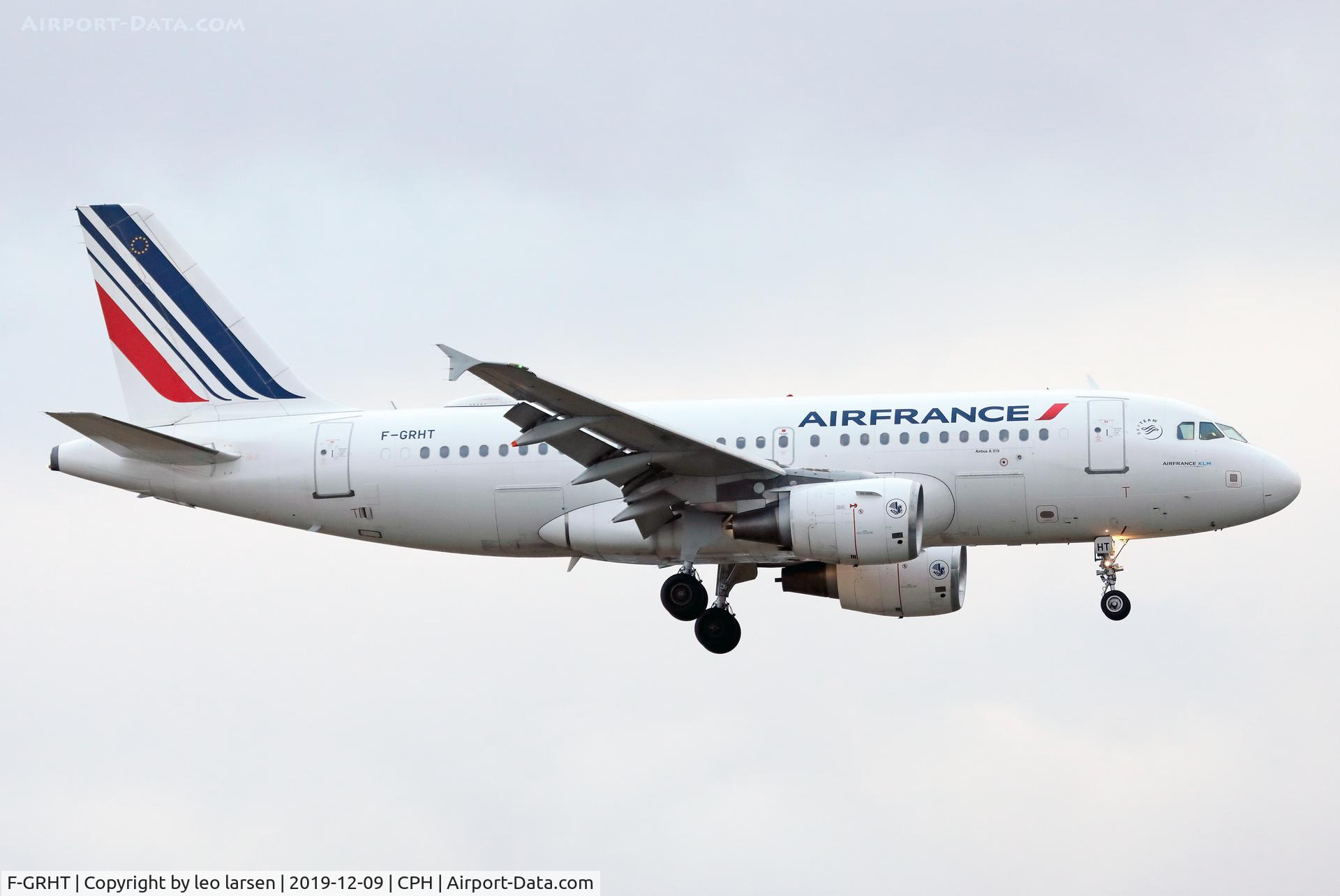 F-GRHT, 2001 Airbus A319-111 C/N 1449, Copenhagen 9.12.2019 L/D R-22L