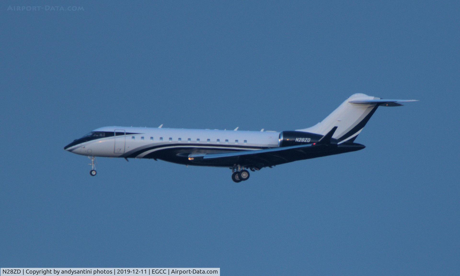 N28ZD, 2006 Bombardier BD-700-1A10 Global Express C/N 9191, N28ZD LIML-EGCC N28ZD GLEX Bank of Utah Trustee 
on app to runway [23R]