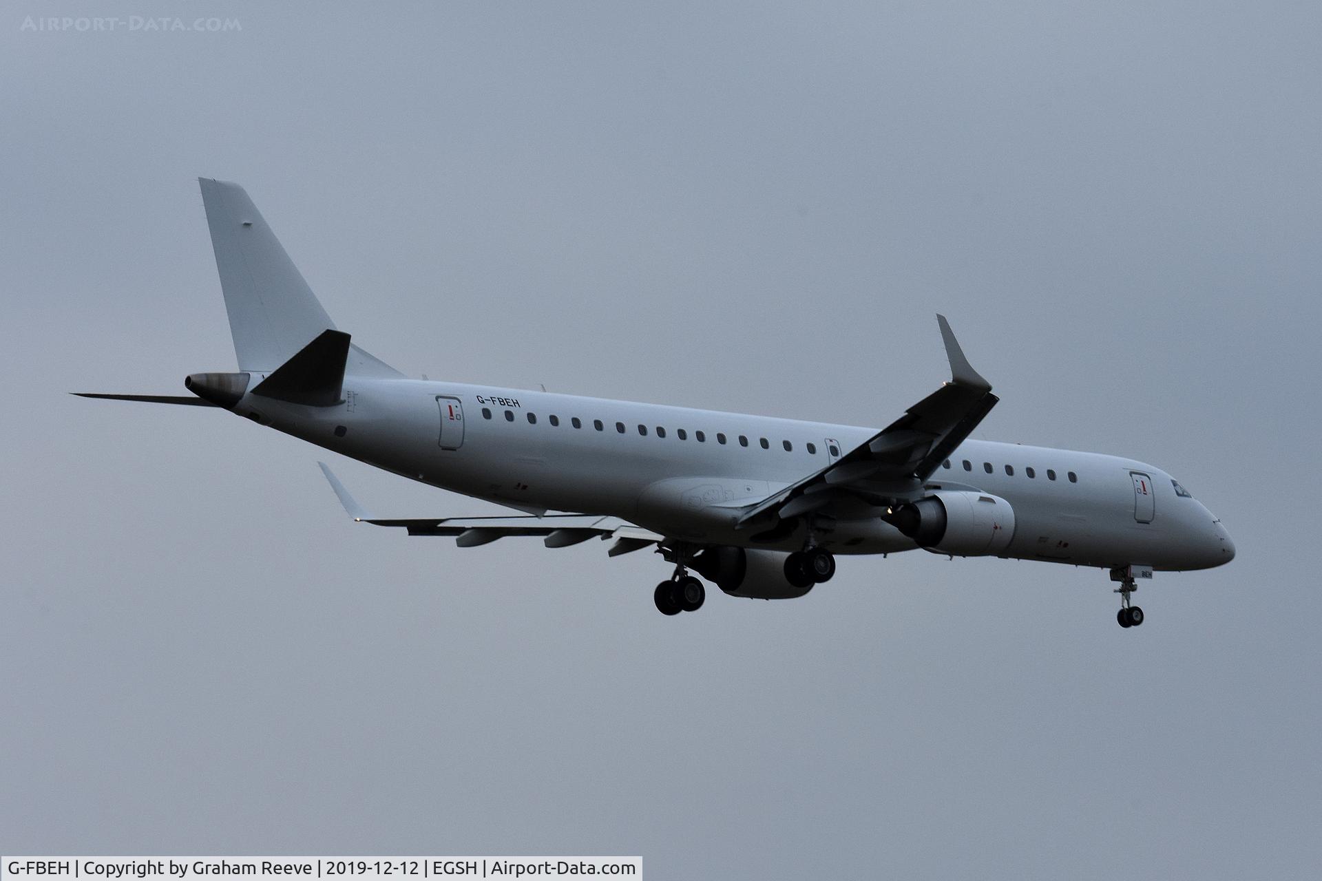 G-FBEH, 2007 Embraer 195LR (ERJ-190-200LR) C/N 19000128, Landing at Norwich.