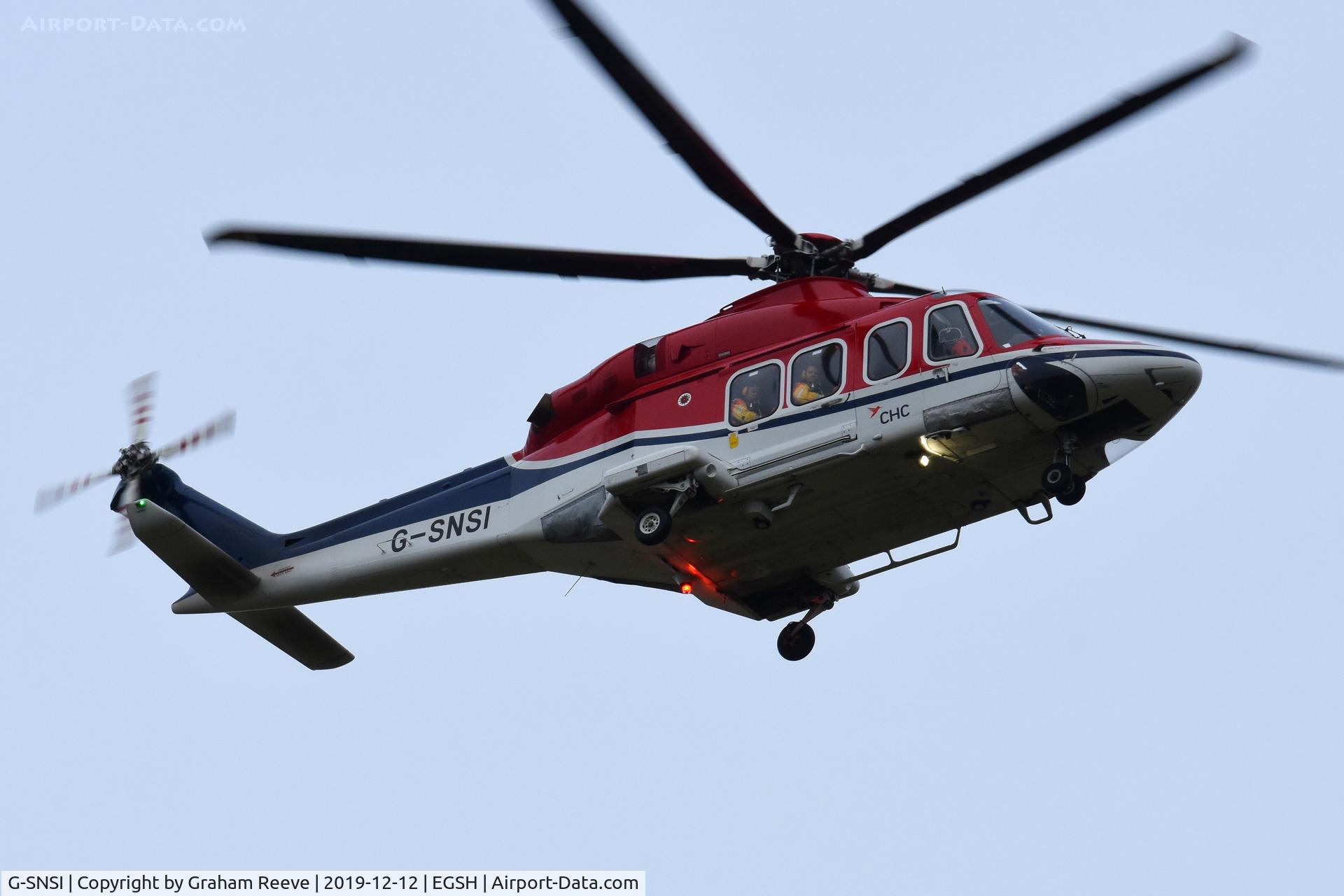 G-SNSI, 2013 AgustaWestland AW-139 C/N 31479, Departing from Norwich.