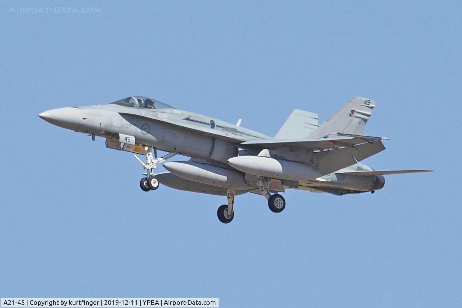 A21-45, 1989 McDonnell Douglas F/A-18A Hornet C/N 0722/AF045, McDonnell-Douglas FA-18A. A21-45 RAAF Base Pearce 11/12/19.