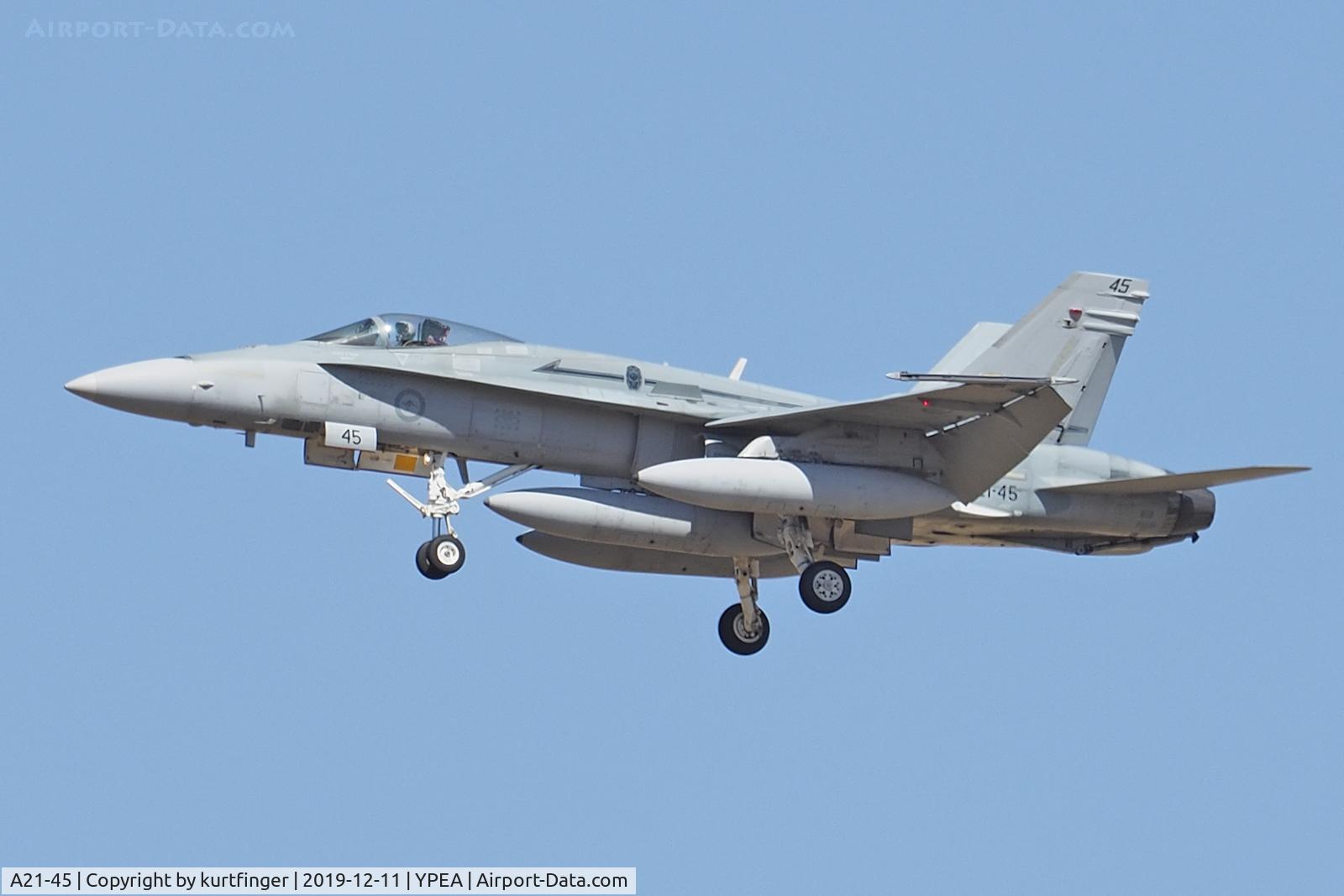 A21-45, 1989 McDonnell Douglas F/A-18A Hornet C/N 0722/AF045, McDonnell-Douglas FA-18A. A21-45 RAAF Base Pearce 11/12/19.