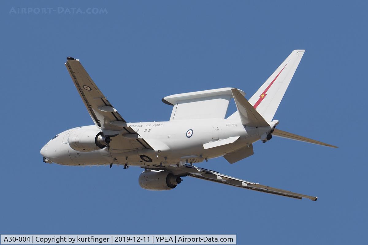 A30-004, 2006 Boeing E-7A Wedgetail (737-7ES) C/N 33477, Boeing E-7A Wedgetail A30-004. RAAF Base Pearce 11/12/19.