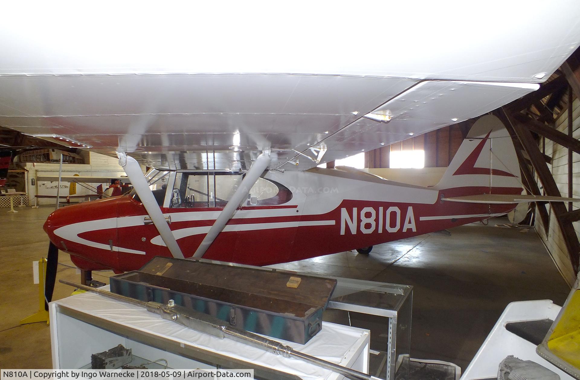N810A, 1951 Piper PA-22 C/N 22-112, Piper PA-22 Tri-Pacer at the Arkansas Air & Military Museum, Fayetteville AR