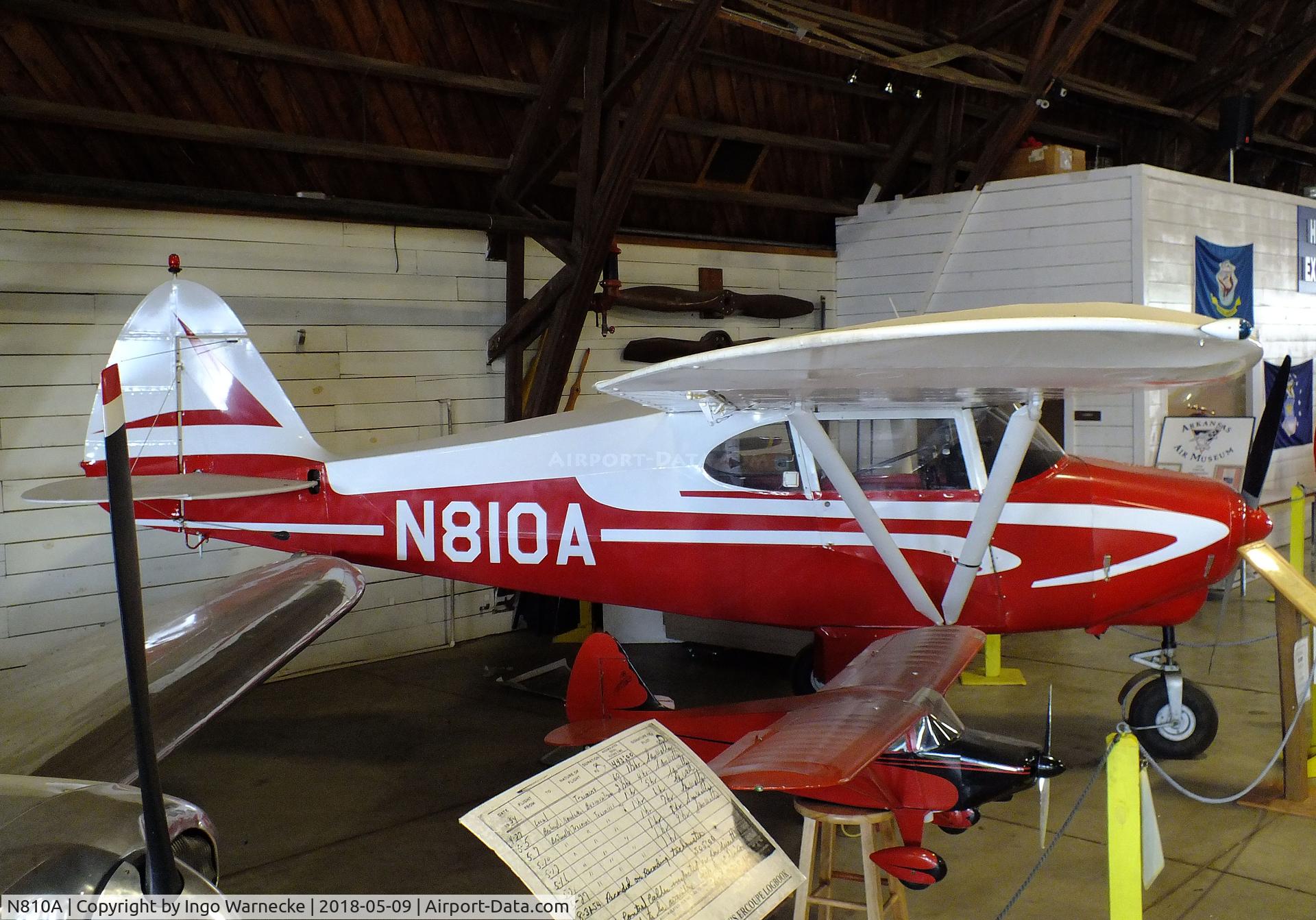N810A, 1951 Piper PA-22 C/N 22-112, Piper PA-22 Tri-Pacer at the Arkansas Air & Military Museum, Fayetteville AR