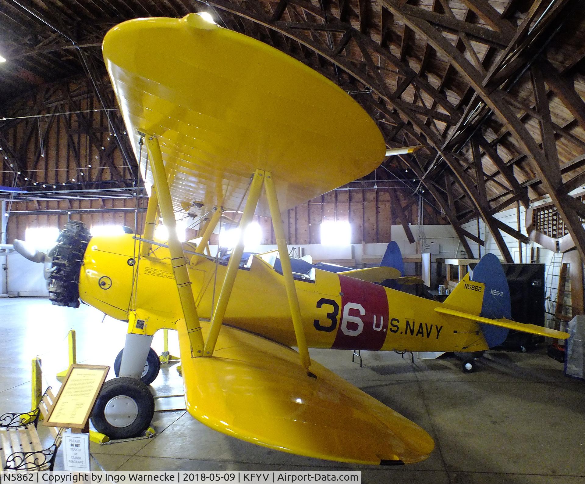 N5862, Boeing B75 C/N 75-2134, Boeing (Stearman) B75 / N2S-3 at the Arkansas Air & Military Museum, Fayetteville AR