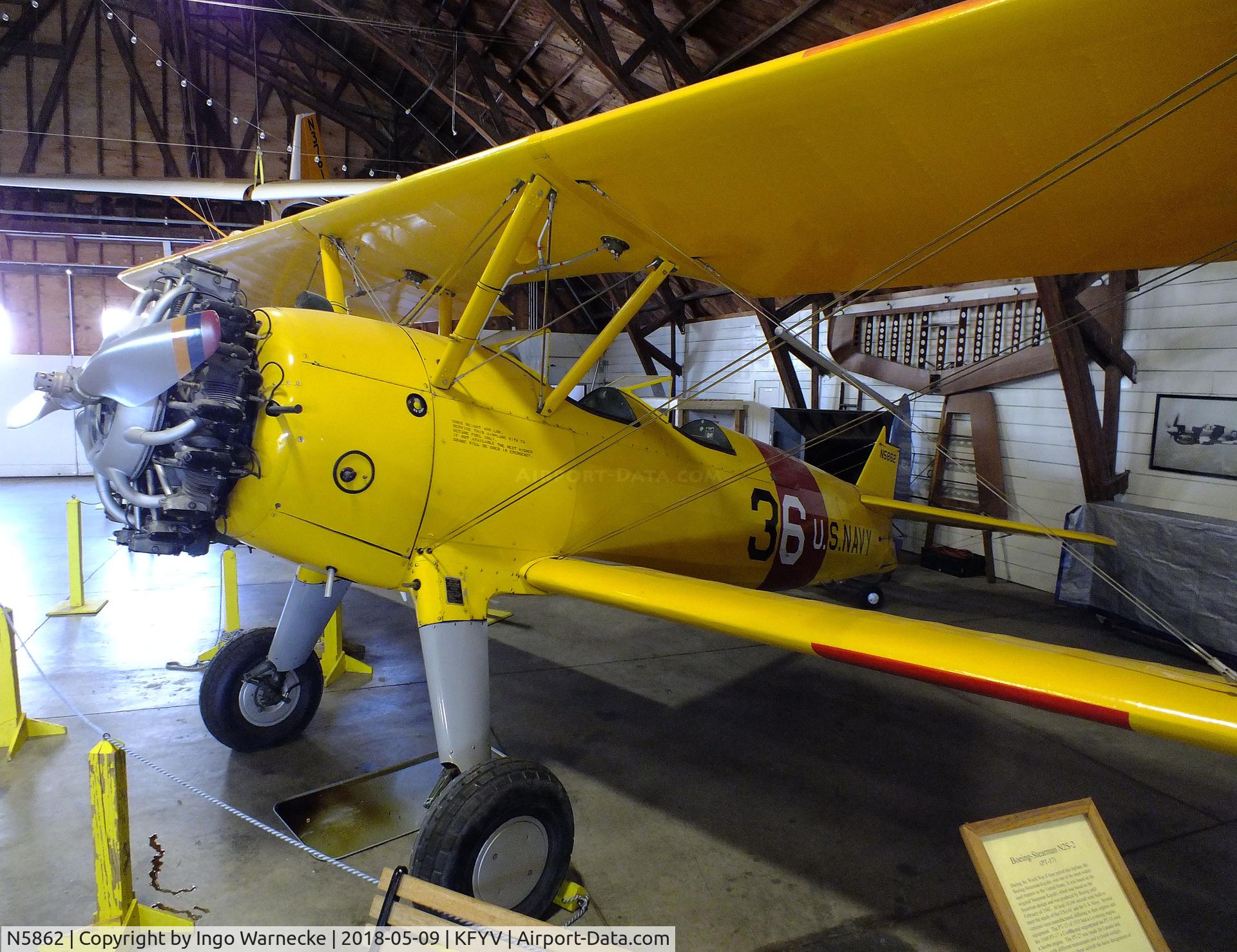 N5862, Boeing B75 C/N 75-2134, Boeing (Stearman) B75 / N2S-3 at the Arkansas Air & Military Museum, Fayetteville AR