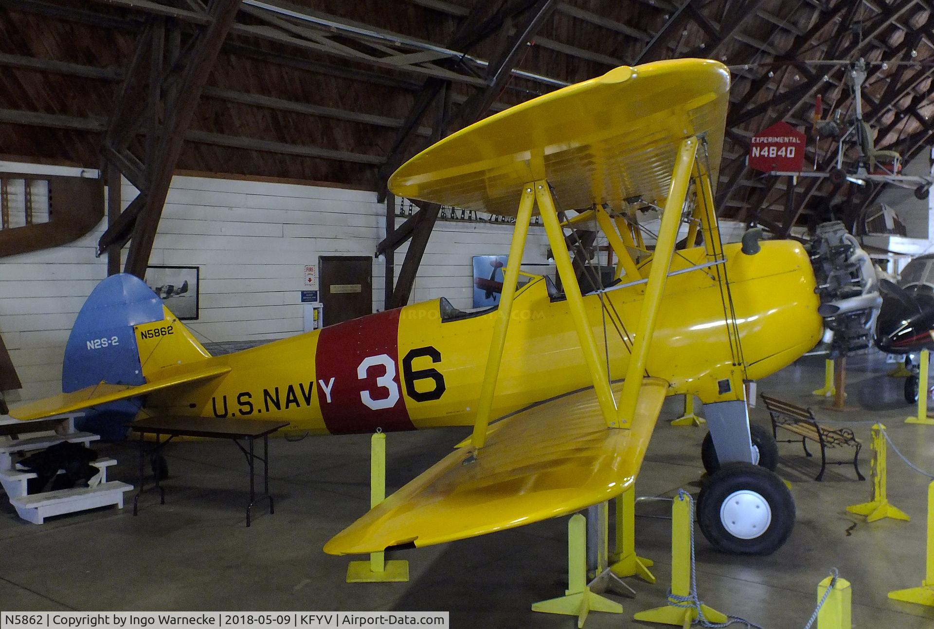 N5862, Boeing B75 C/N 75-2134, Boeing (Stearman) B75 / N2S-3 at the Arkansas Air & Military Museum, Fayetteville AR