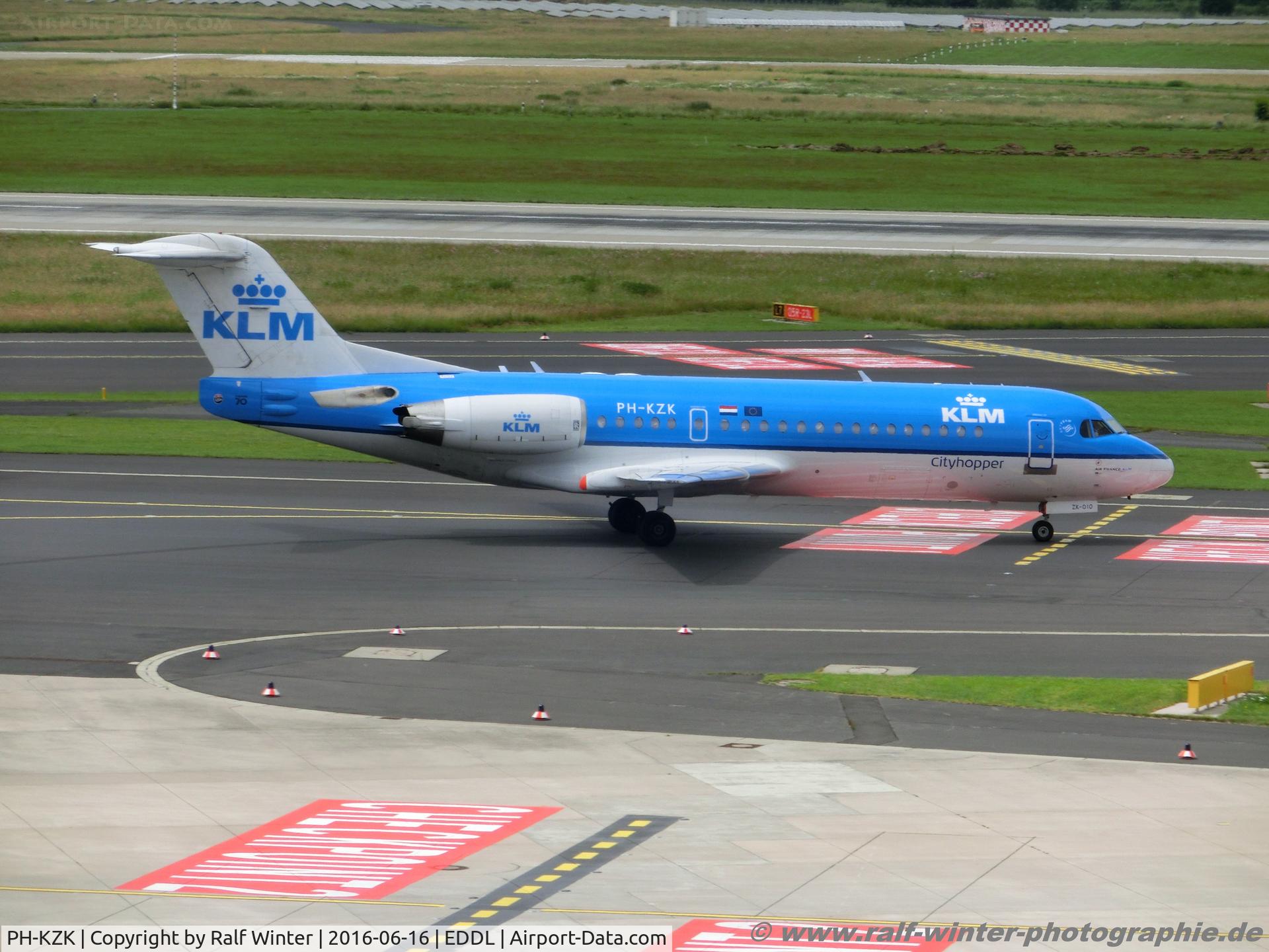PH-KZK, 1997 Fokker 70 (F-28-0070) C/N 11581, Fokker 70 F28-0070 - WA KLC KLM City-Hopper - 11581 - PH-KZK - 16.06.2016 - DUS
