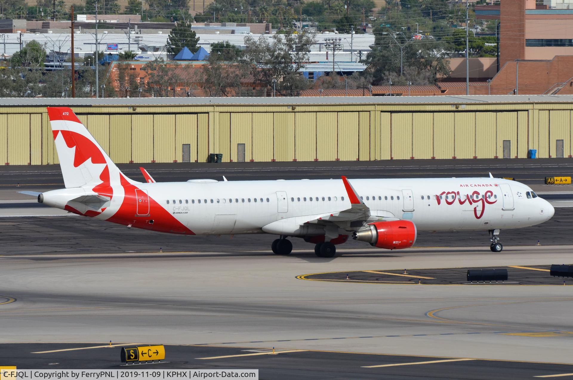 C-FJQL, 2016 Airbus A321-211 C/N 7117, Air Canada Rouge A321 arriving in PHX