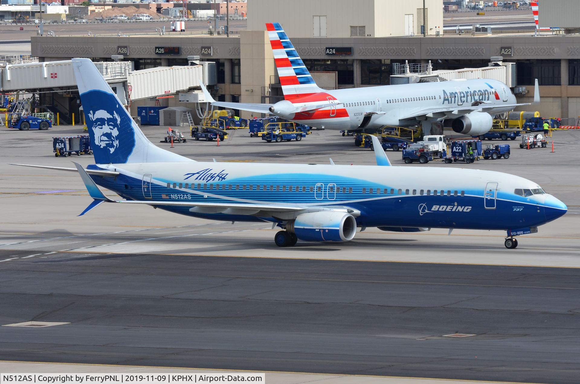 N512AS, 2008 Boeing 737-890 C/N 39043, Alaska B738 in Boeing outfit