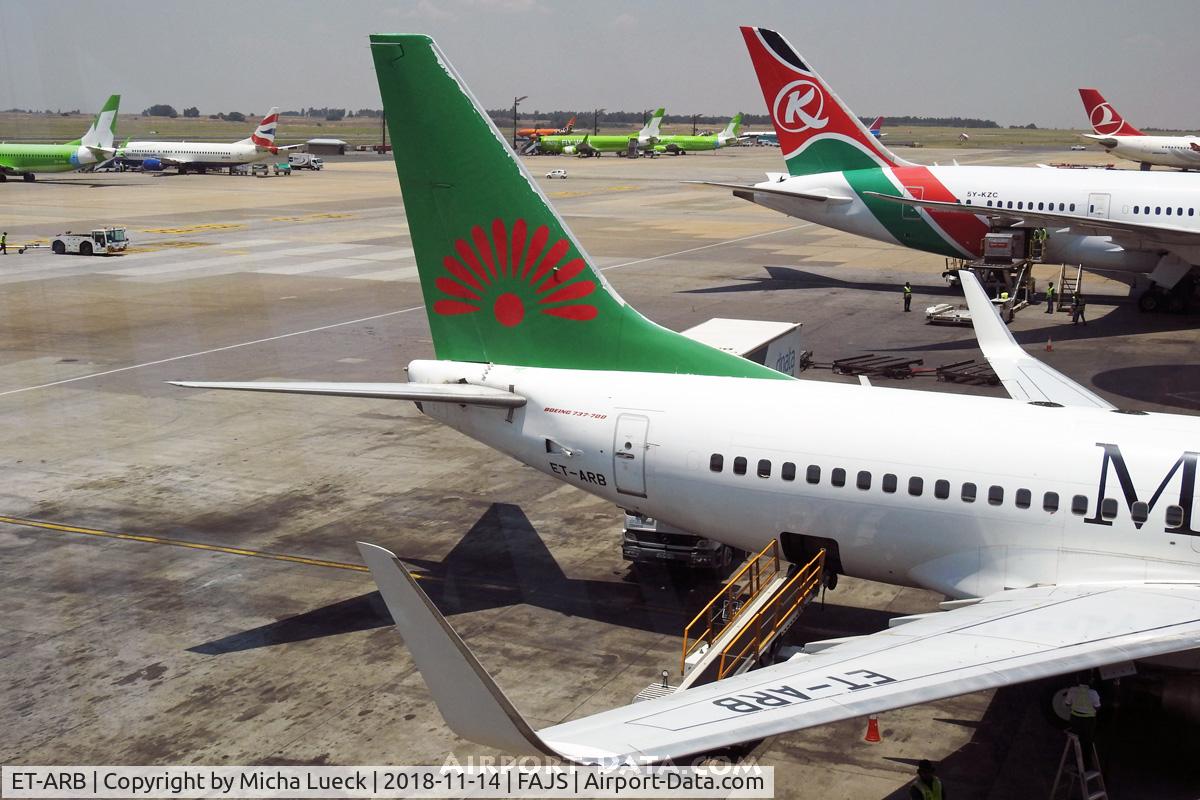ET-ARB, 2007 Boeing 737-7Q8 C/N 30687, lots of colourful tails