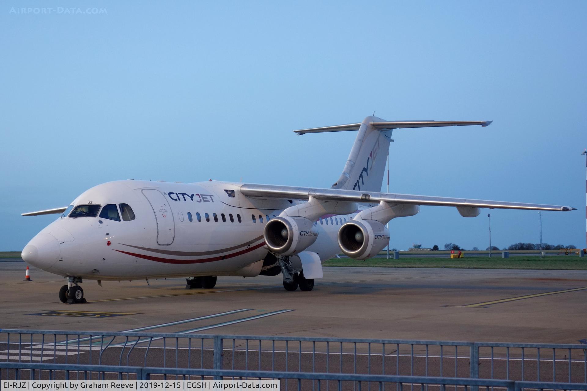 EI-RJZ, 1998 BAe Systems Avro 146-RJ85A C/N E.2326, Parked at Norwich.