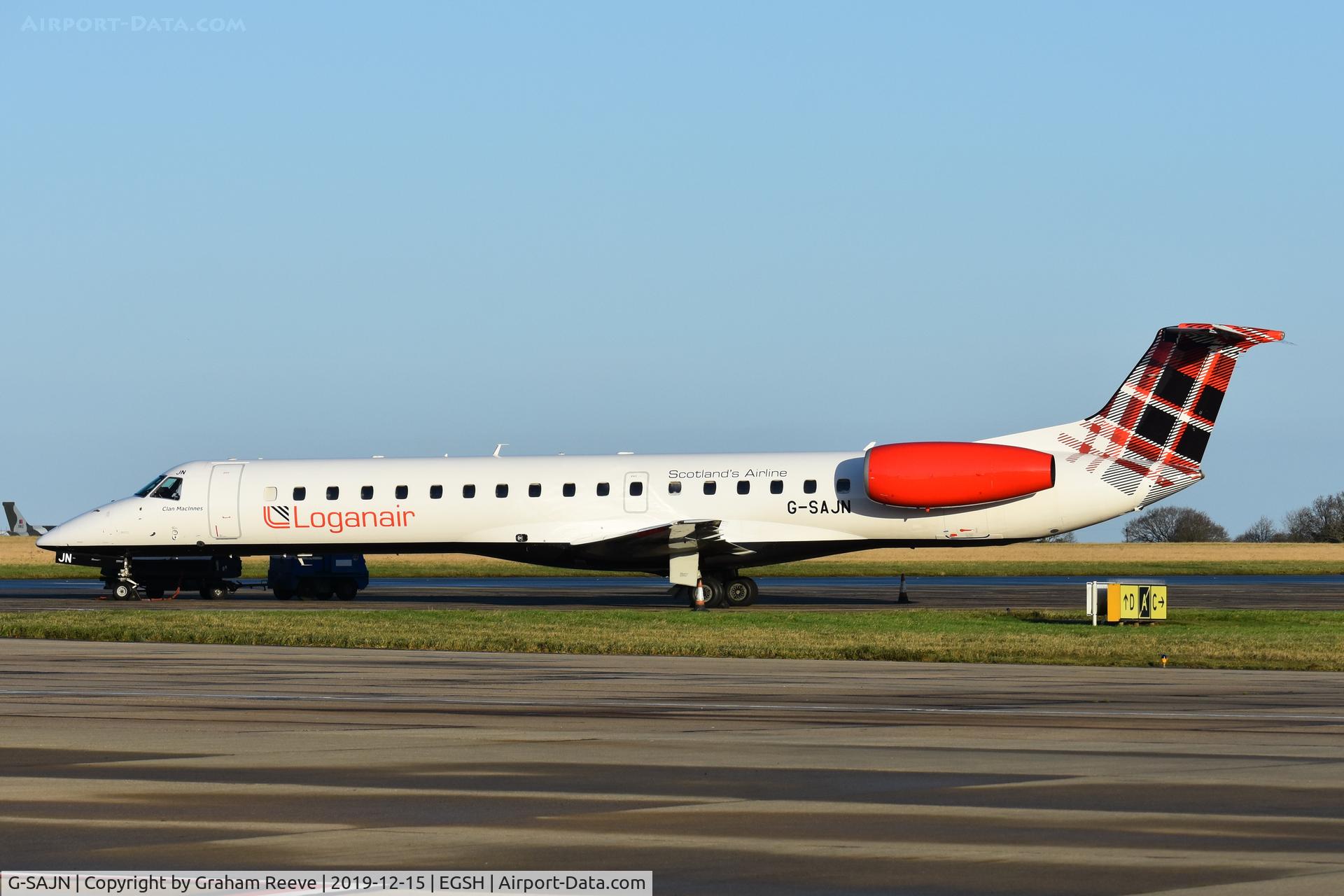 G-SAJN, 2000 Embraer EMB-145EP (ERJ-145EP) C/N 145207, Parked at Norwich.