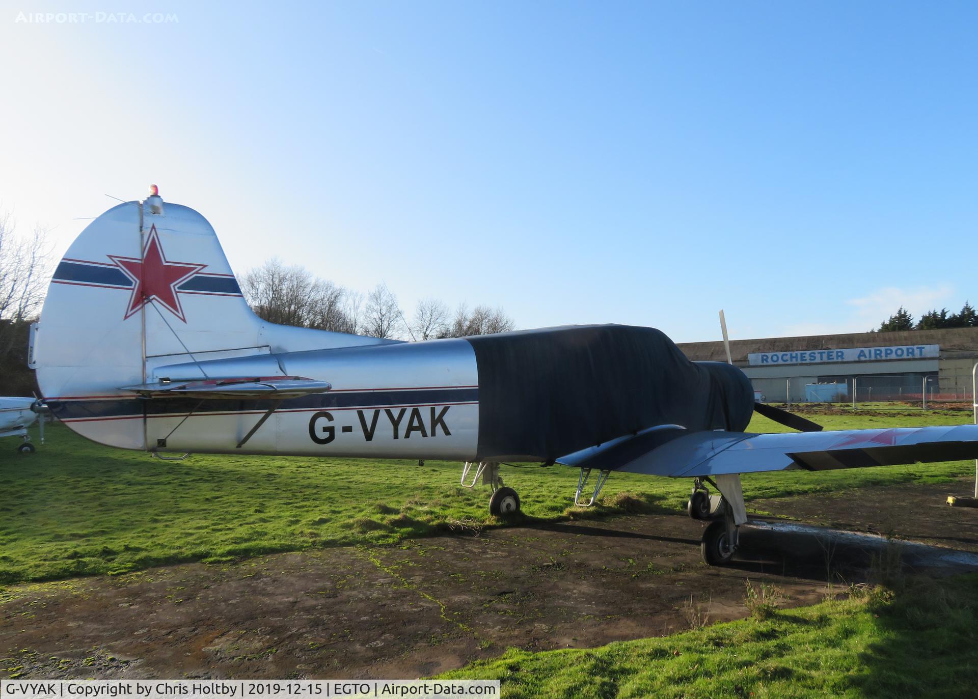 G-VYAK, 1993 Yakovlev Yak-18T C/N 01-32, Parked at Rochester Airport, Kent