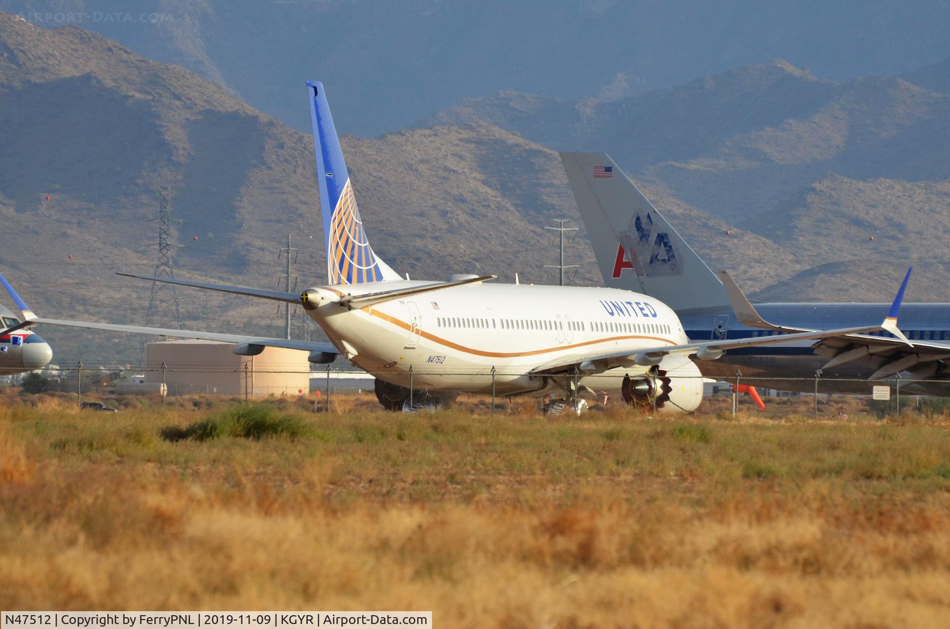 N47512, 2019 Boeing 737-9 MAX C/N 43449, United B739 Max stored in GYR
