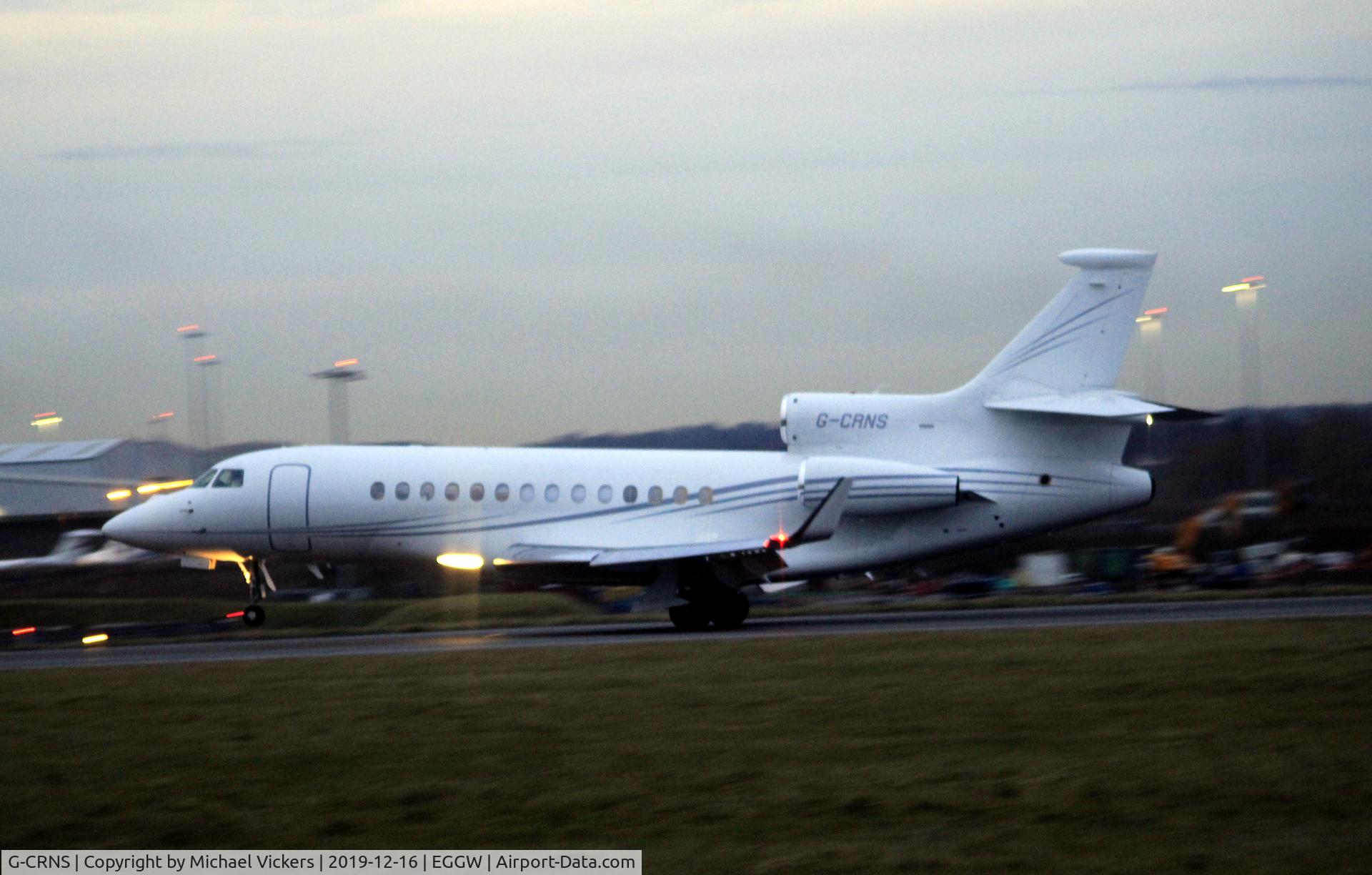 G-CRNS, 2012 Dassault Falcon 7X C/N 161, Landing in dim light