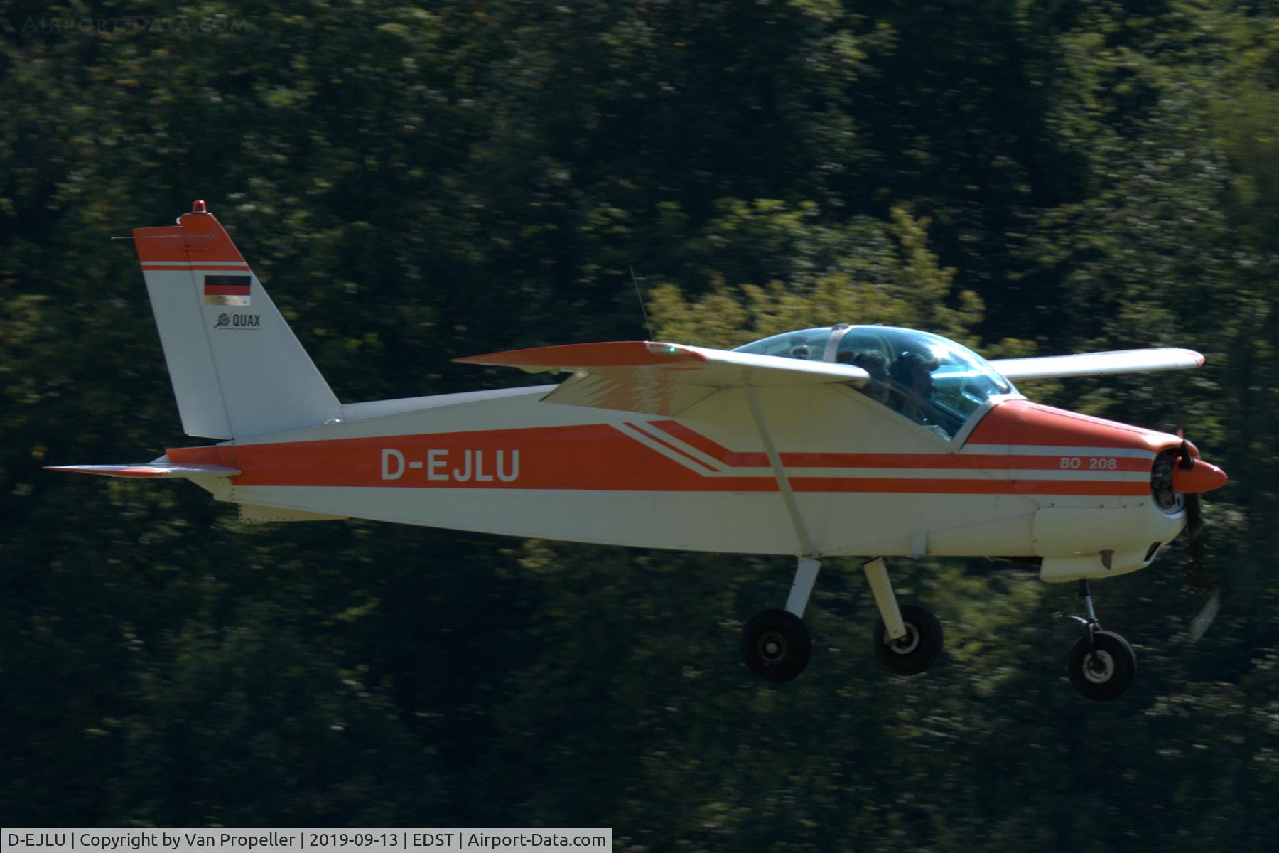D-EJLU, 1965 Bolkow Bo-208 Junior C/N 550, Bölkow Bo 208 Junior landing at Hahnweide airfield, Germany. OTT 2019