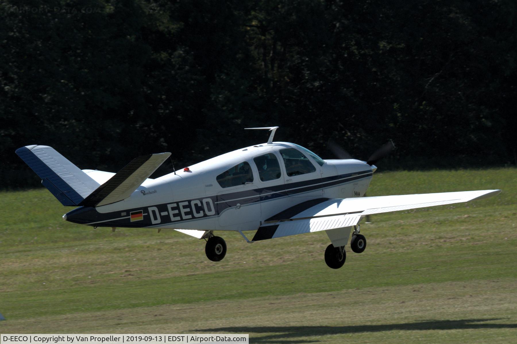 D-EECO, 1972 Beech V35B Bonanza C/N D-9339, Beechcraft V35B Bonanza landing at Hahnweide airfield, Germany. OTT 2019