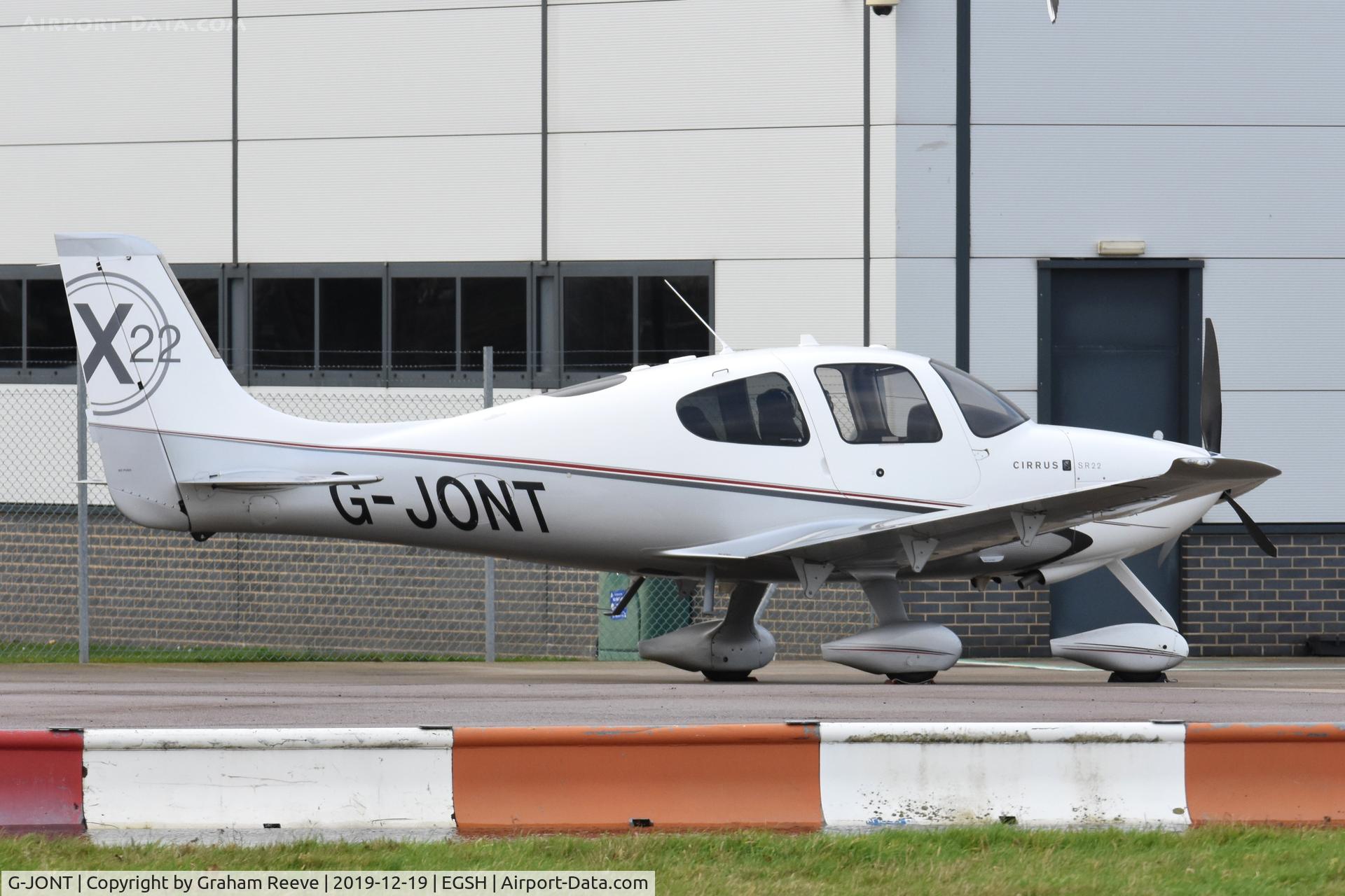 G-JONT, 2010 Cirrus SR22 G3-X C/N 3599, Parked at Norwich.