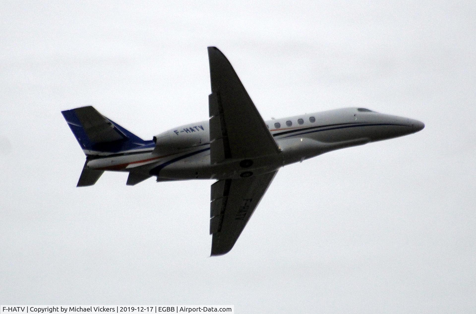 F-HATV, 2018 Cessna 680A Citation Latitude C/N 680A-0152, Departing BHX