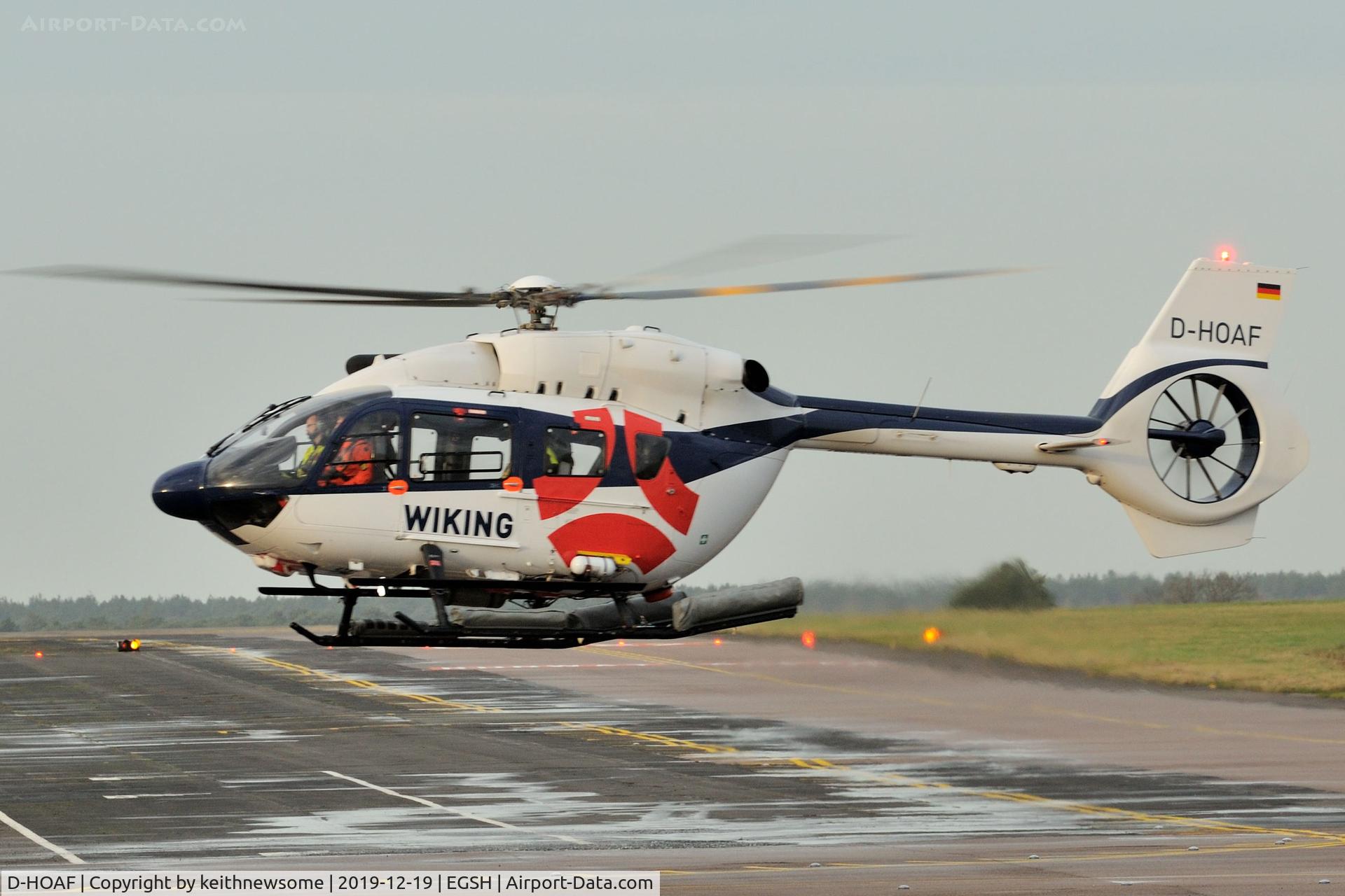 D-HOAF, 2017 Airbus Helicopters EC-145T-2 (BK-117D-2) C/N 20167, Arriving at Norwich for fuel stop.