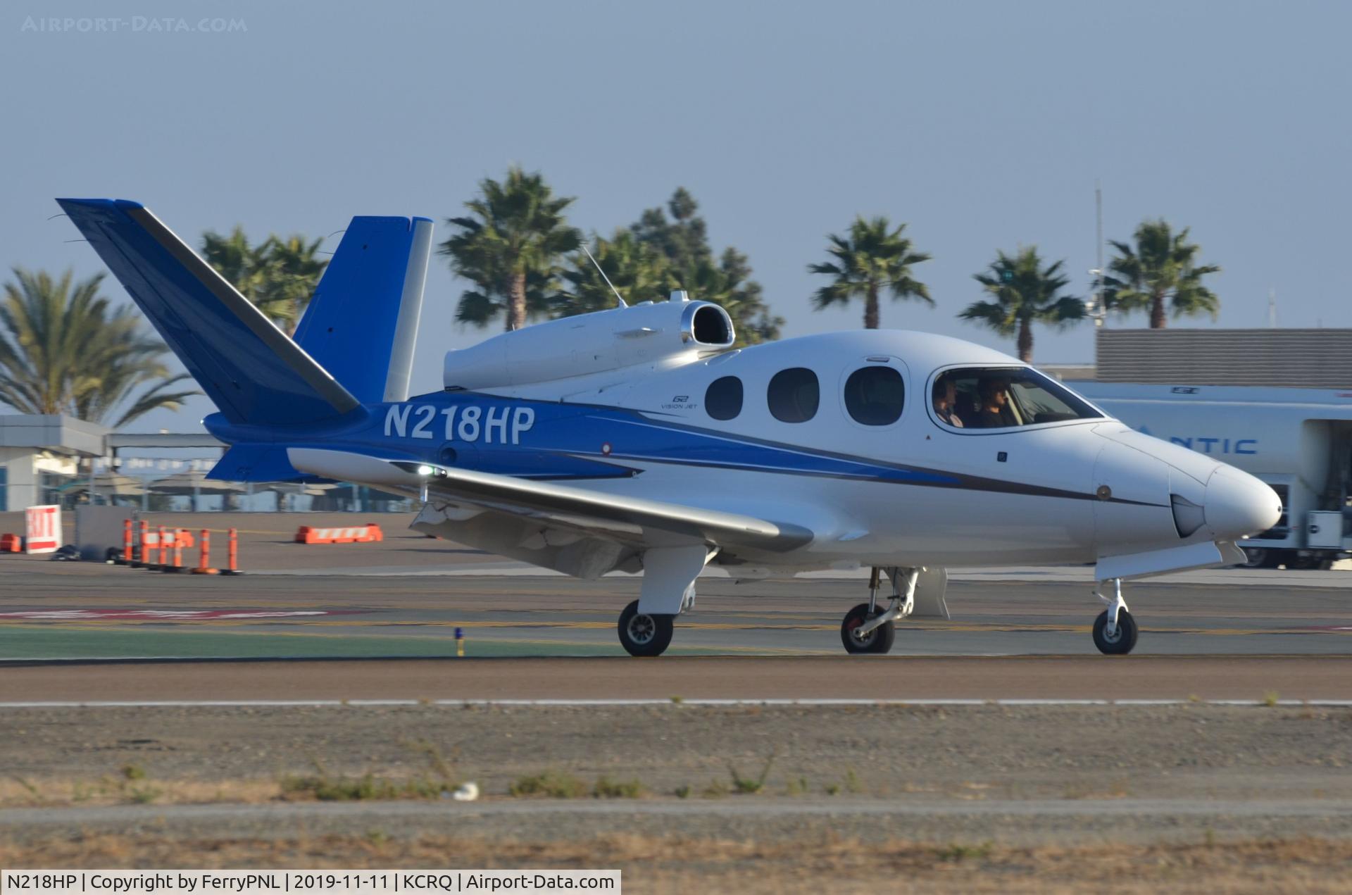 N218HP, 2019 Cirrus SF50 G2 Vision C/N 0121, Landing of Cirrus SF-50 in Carlsbad