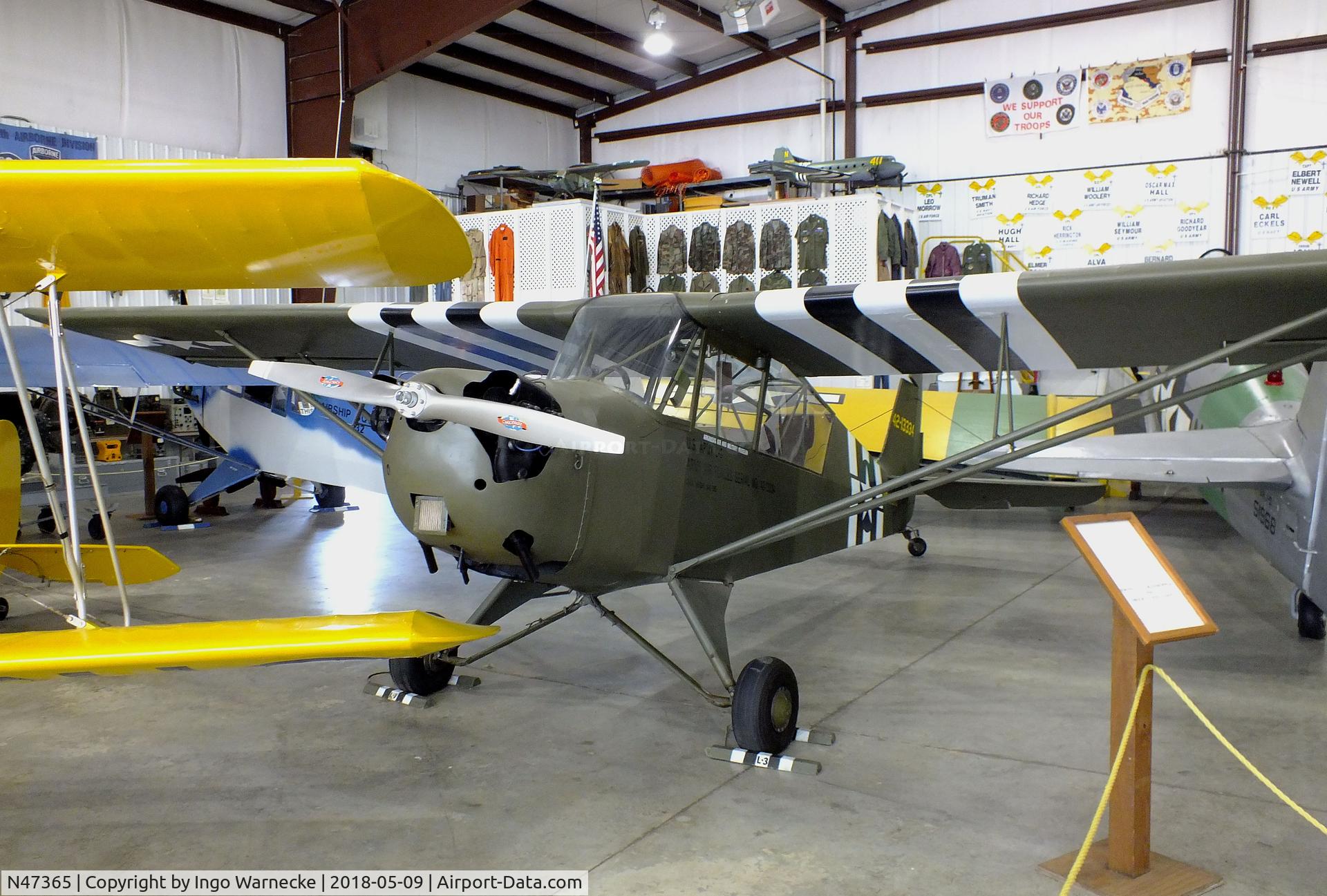 N47365, 1944 Aeronca 0-58B Grasshopper C/N 058B-13334, Aeronca O-58B / L-3B at the Arkansas Air & Military Museum, Fayetteville AR