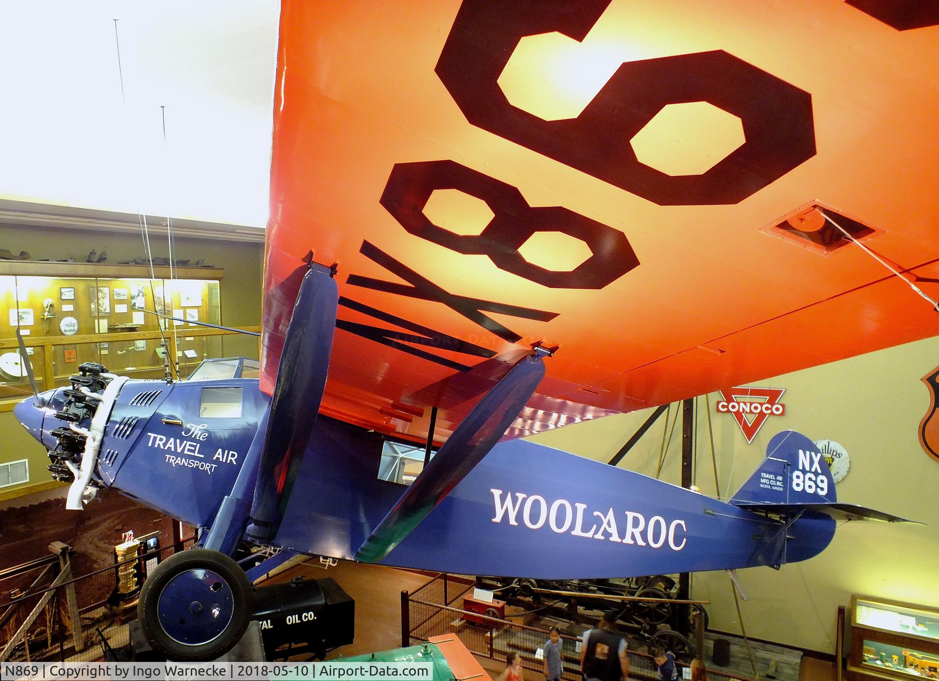 N869, 1927 Travel Air 5000 Woolaroc C/N unknown_n869, Travel Air 5000 'Woolaroc', winner of the 1927 Dole-Race from Oakland to Hawaii, at the Woolaroc Museum, Bartlesville OK