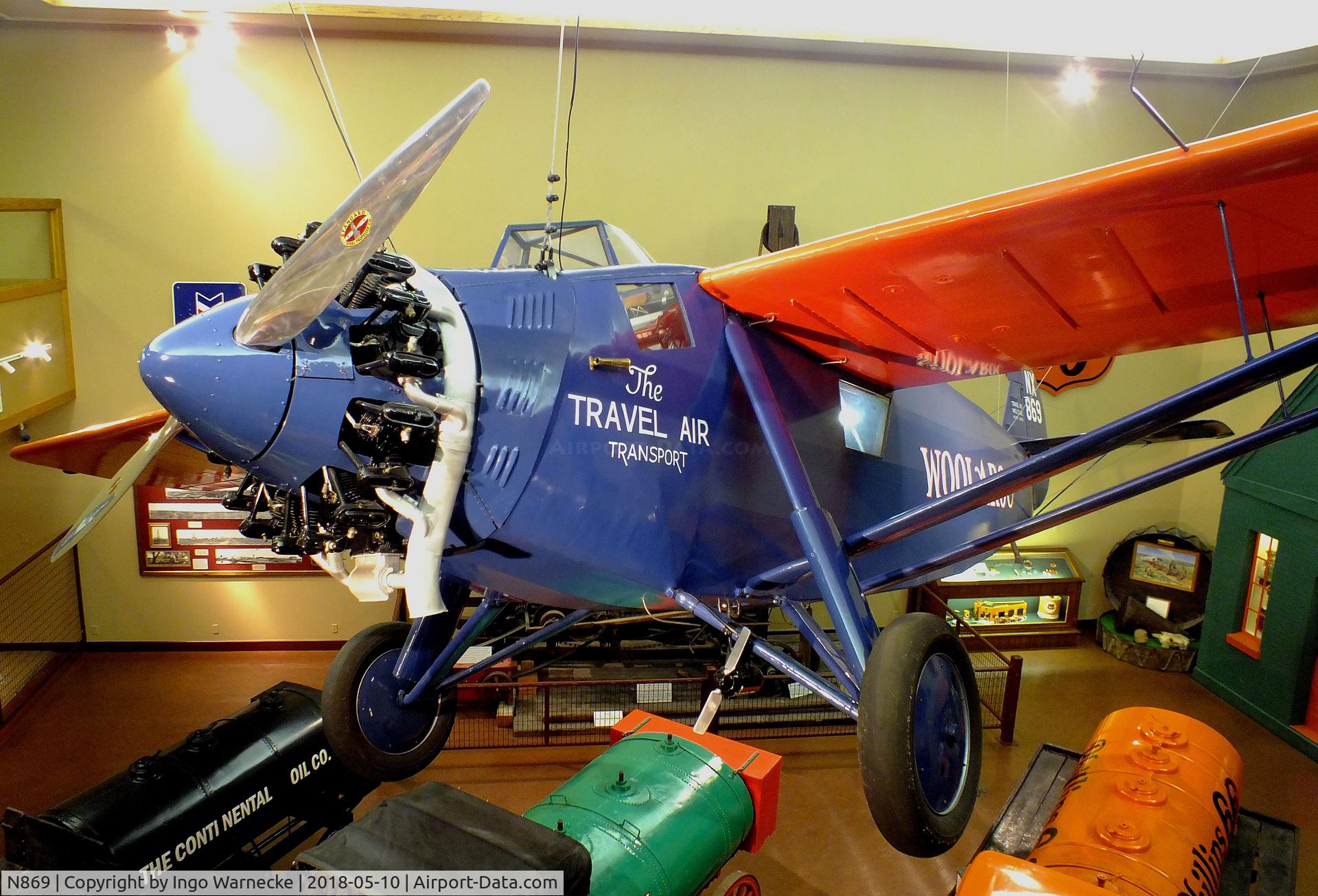N869, 1927 Travel Air 5000 Woolaroc C/N unknown_n869, Travel Air 5000 'Woolaroc', winner of the 1927 Dole-Race from Oakland to Hawaii, at the Woolaroc Museum, Bartlesville OK