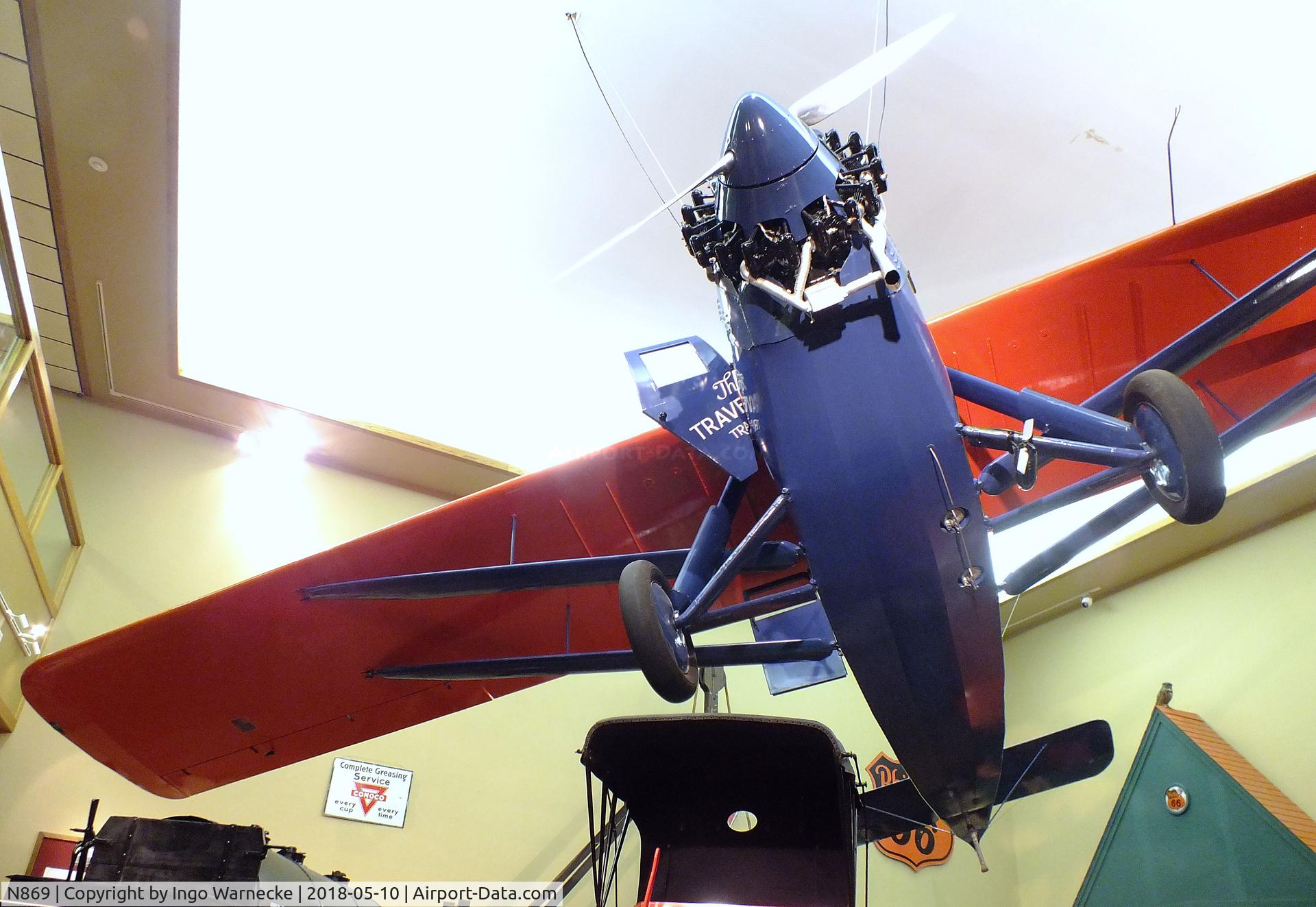 N869, 1927 Travel Air 5000 Woolaroc C/N unknown_n869, Travel Air 5000 'Woolaroc', winner of the 1927 Dole-Race from Oakland to Hawaii, at the Woolaroc Museum, Bartlesville OK
