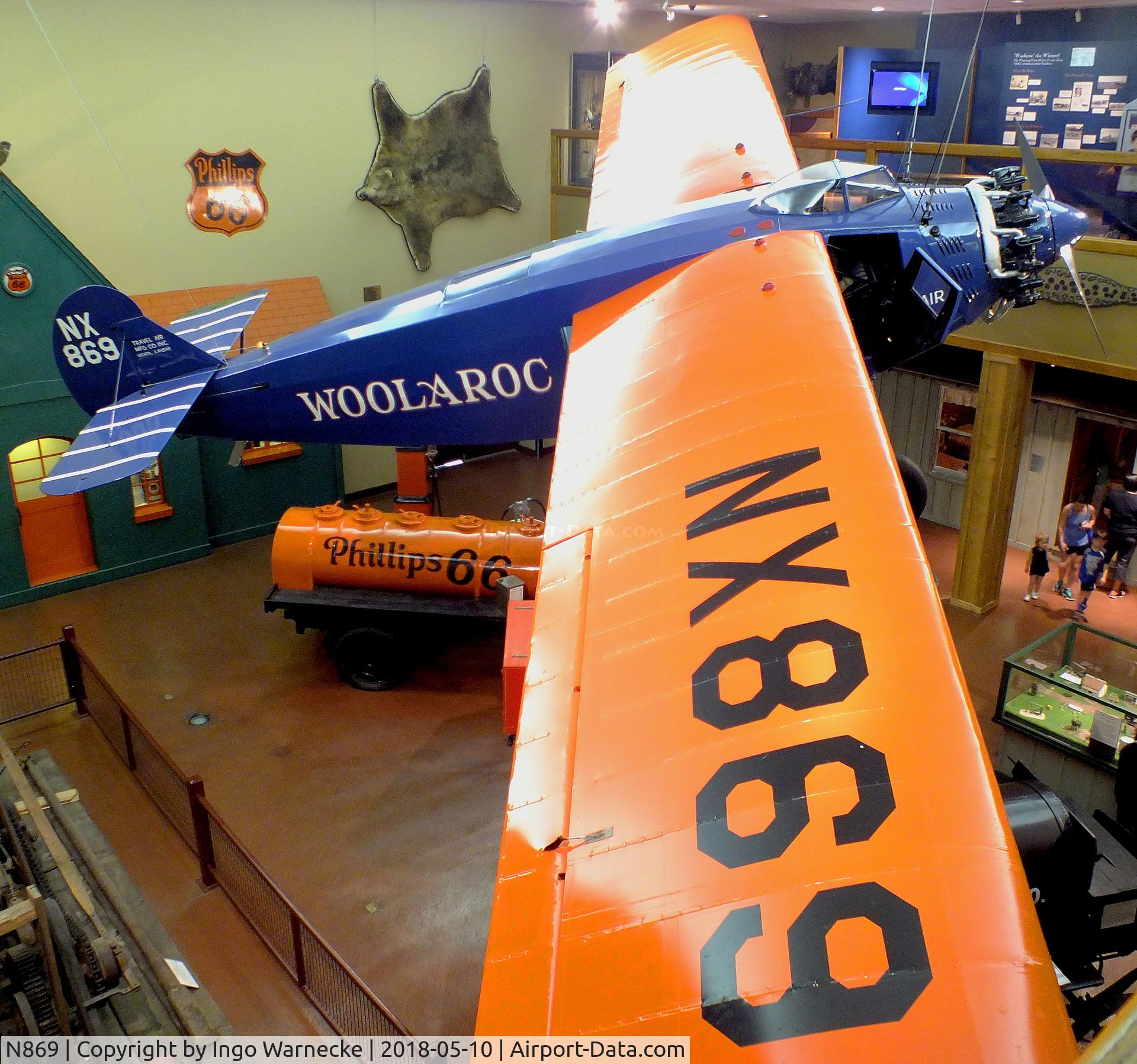 N869, 1927 Travel Air 5000 Woolaroc C/N unknown_n869, Travel Air 5000 'Woolaroc', winner of the 1927 Dole-Race from Oakland to Hawaii, at the Woolaroc Museum, Bartlesville OK