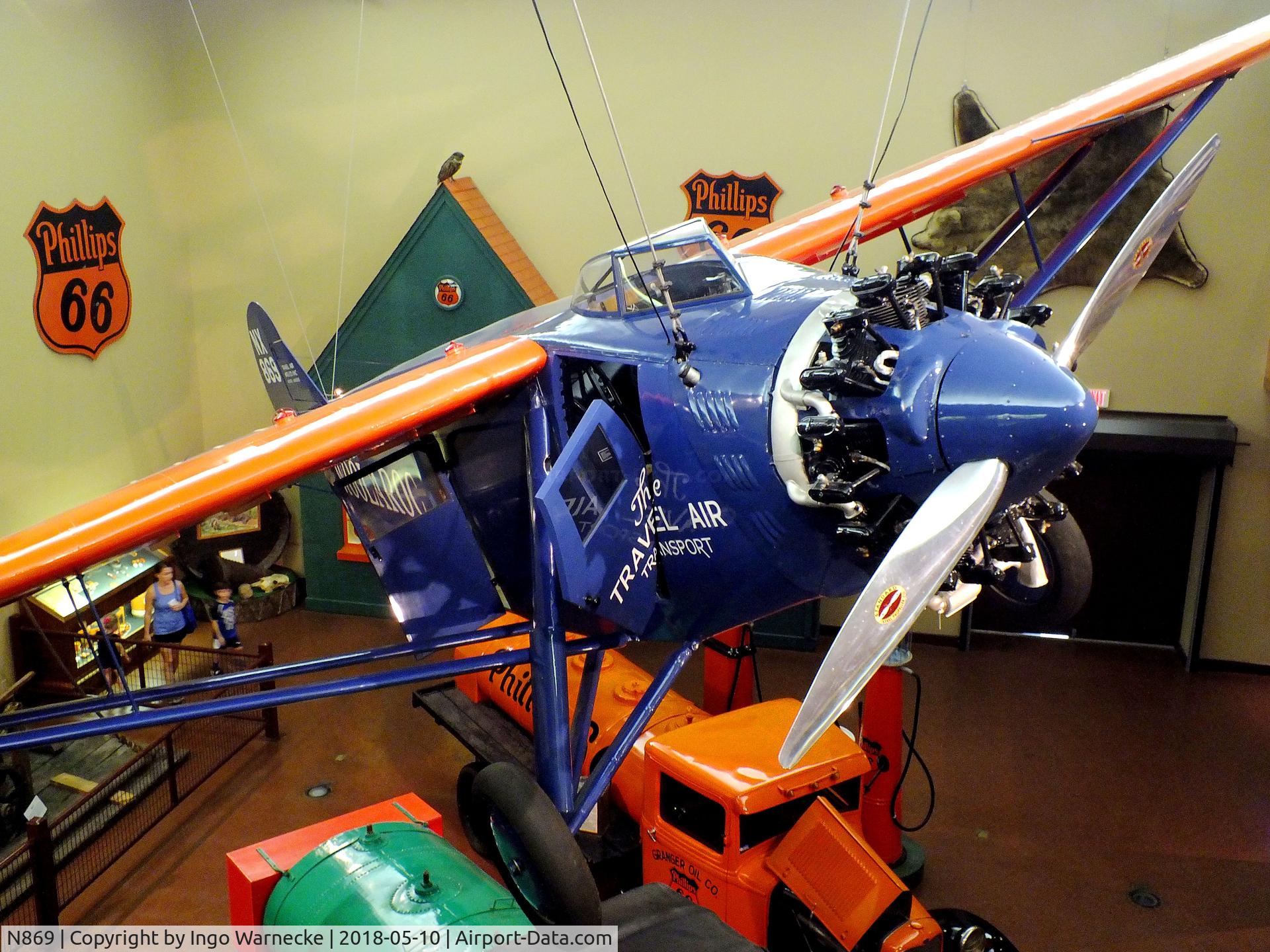 N869, 1927 Travel Air 5000 Woolaroc C/N unknown_n869, Travel Air 5000 'Woolaroc', winner of the 1927 Dole-Race from Oakland to Hawaii, at the Woolaroc Museum, Bartlesville OK