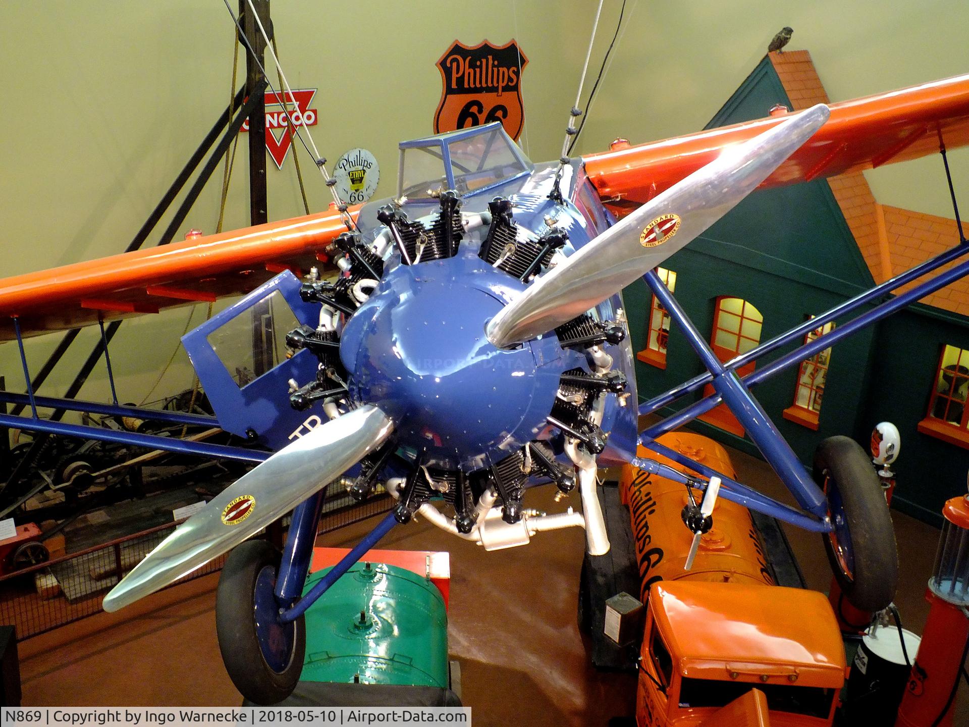 N869, 1927 Travel Air 5000 Woolaroc C/N unknown_n869, Travel Air 5000 'Woolaroc', winner of the 1927 Dole-Race from Oakland to Hawaii, at the Woolaroc Museum, Bartlesville OK