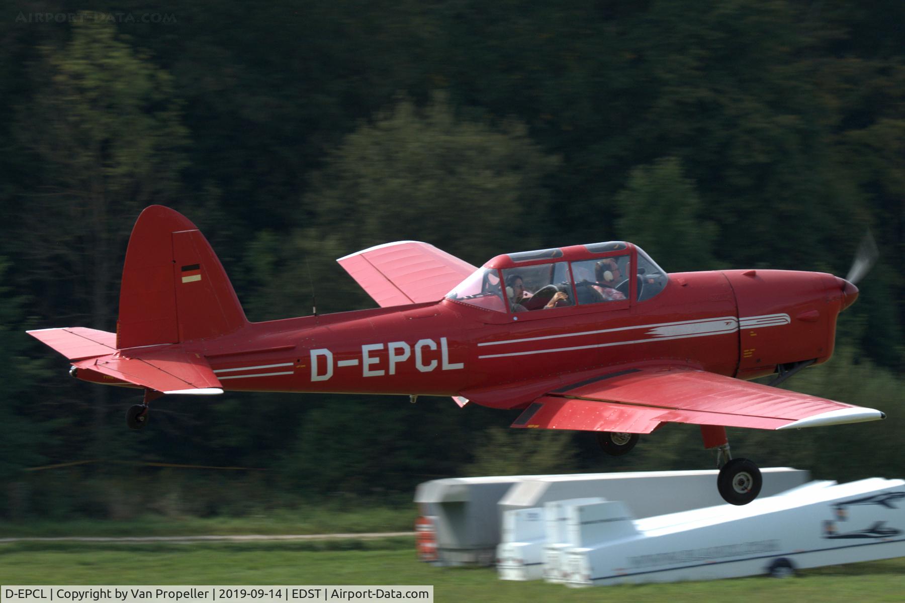 D-EPCL, 1950 De Havilland DHC-1 Chipmunk 22 C/N C1/0137, De Havilland Canada DHC-1 Chipmunk Mk.22 landing at Hahnweide airfield, Germany. OTT 2019