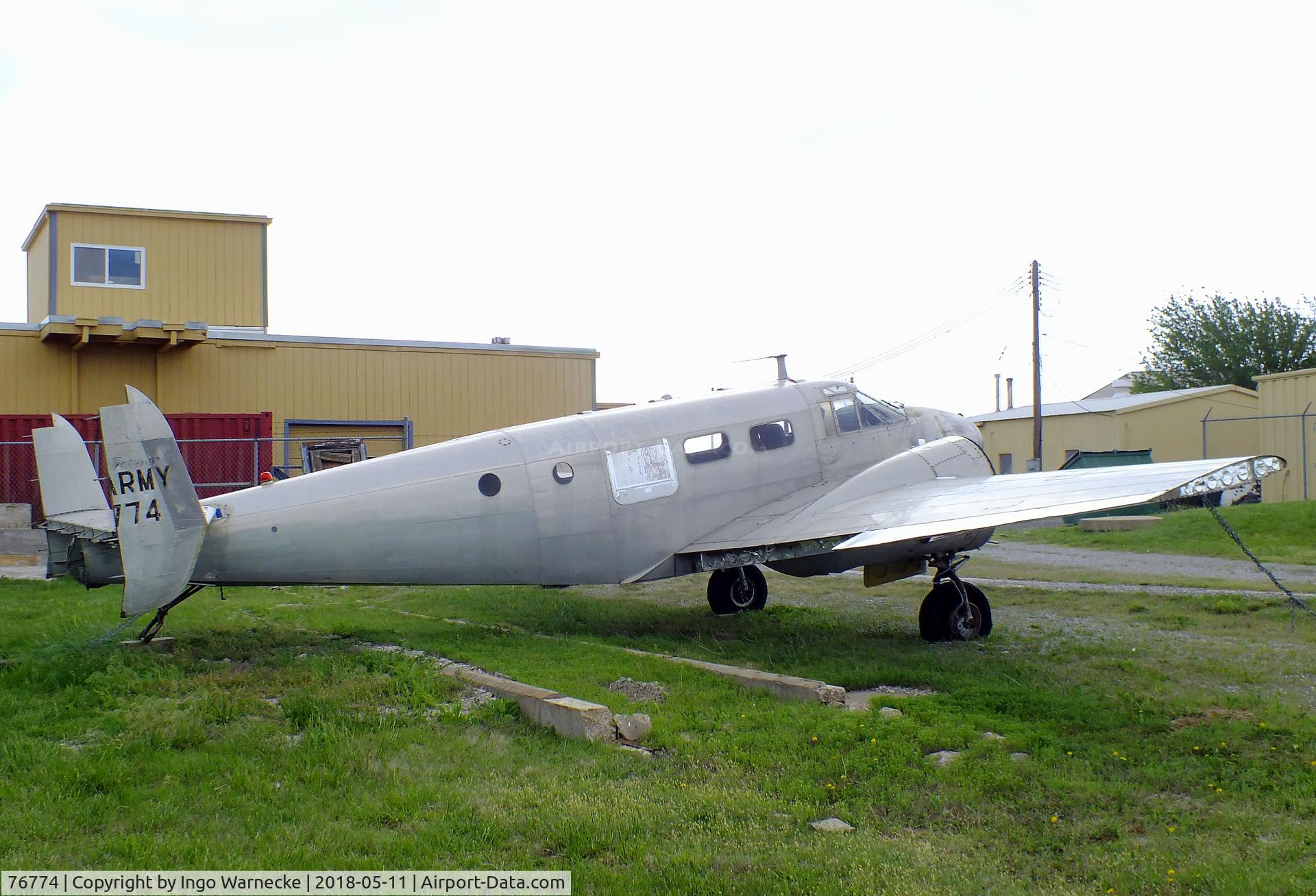 76774, 1944 Beech UC-45F C/N 6628, Beechcraft UC-45F / JRB-4 Expeditor (minus engines), awaiting restoration at the Kansas Aviation Museum, Wichita KS