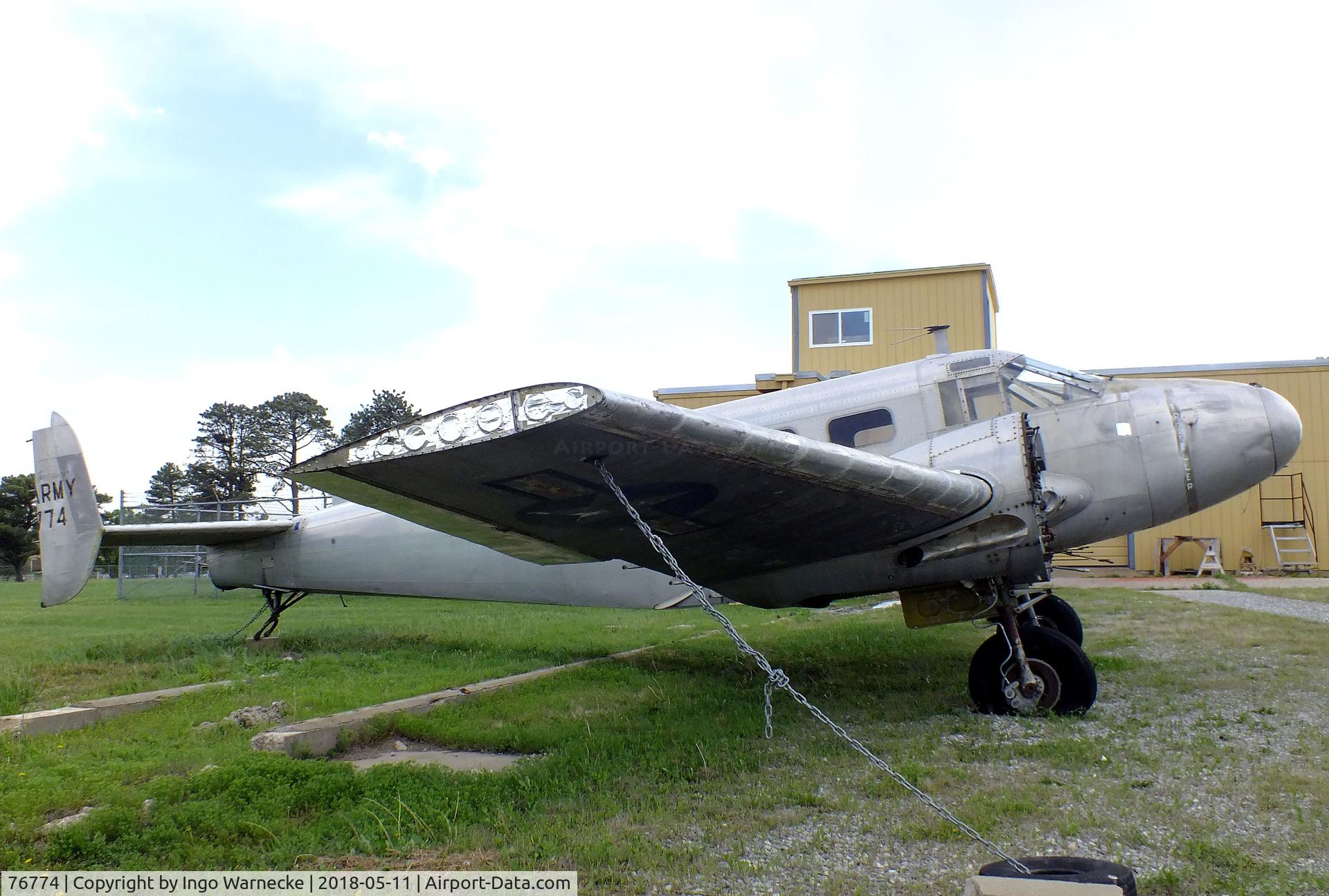 76774, 1944 Beech UC-45F C/N 6628, Beechcraft UC-45F / JRB-4 Expeditor (minus engines), awaiting restoration at the Kansas Aviation Museum, Wichita KS