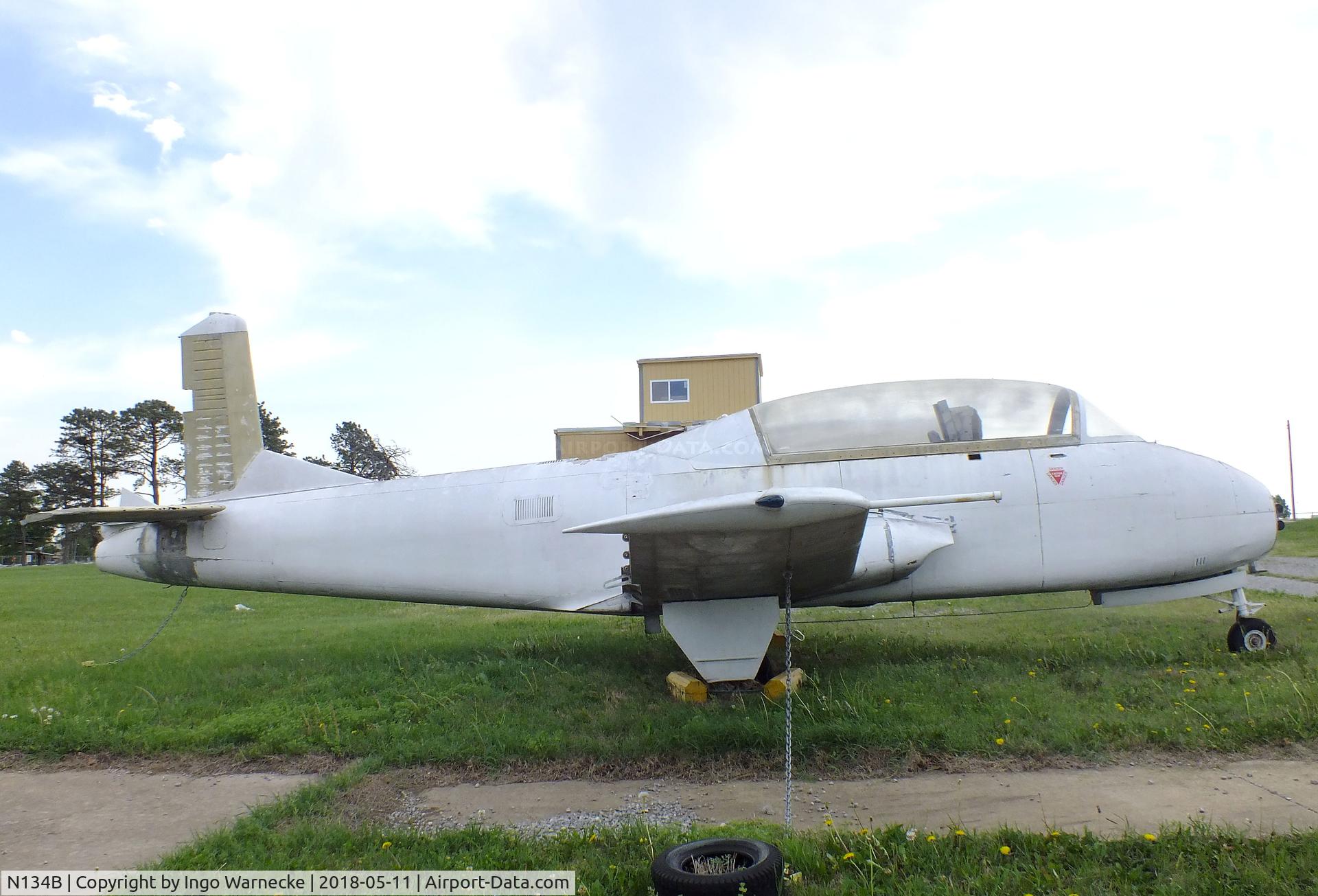 N134B, 1955 Beech 73 Jet Mentor C/N F-1, Beechcraft 73 Jet Mentor, awaiting restoration at the Kansas Aviation Museum, Wichita KS